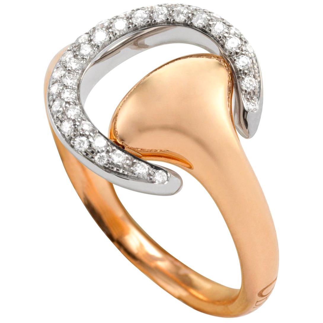 For Sale:  Ubaldi Gioielli 18 Karat Gold Equestrian Horse Bit Ring, Diamonds