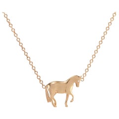 Ubaldi Gioielli 18 Karat Gold Equestrian Horse Necklace Pendant Diamond
