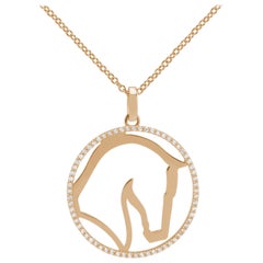 Ubaldi Gioielli 18 Karat Gold Equestrian Horse Pendant Diamonds