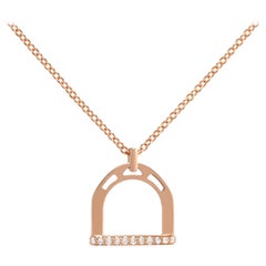 Ubaldi Gioielli 18 Karat Gold Equestrian Stirrup Pendant Diamonds