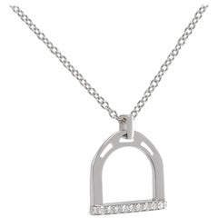 Ubaldi Gioielli 18 Karat White Gold Equestrian Stirrup Pendant Diamonds