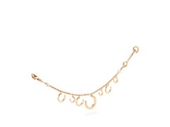 Ubaldi Gioielli 18 Karat Gold Bracelet Horseshoes Charm Pendants with 2 Diamonds