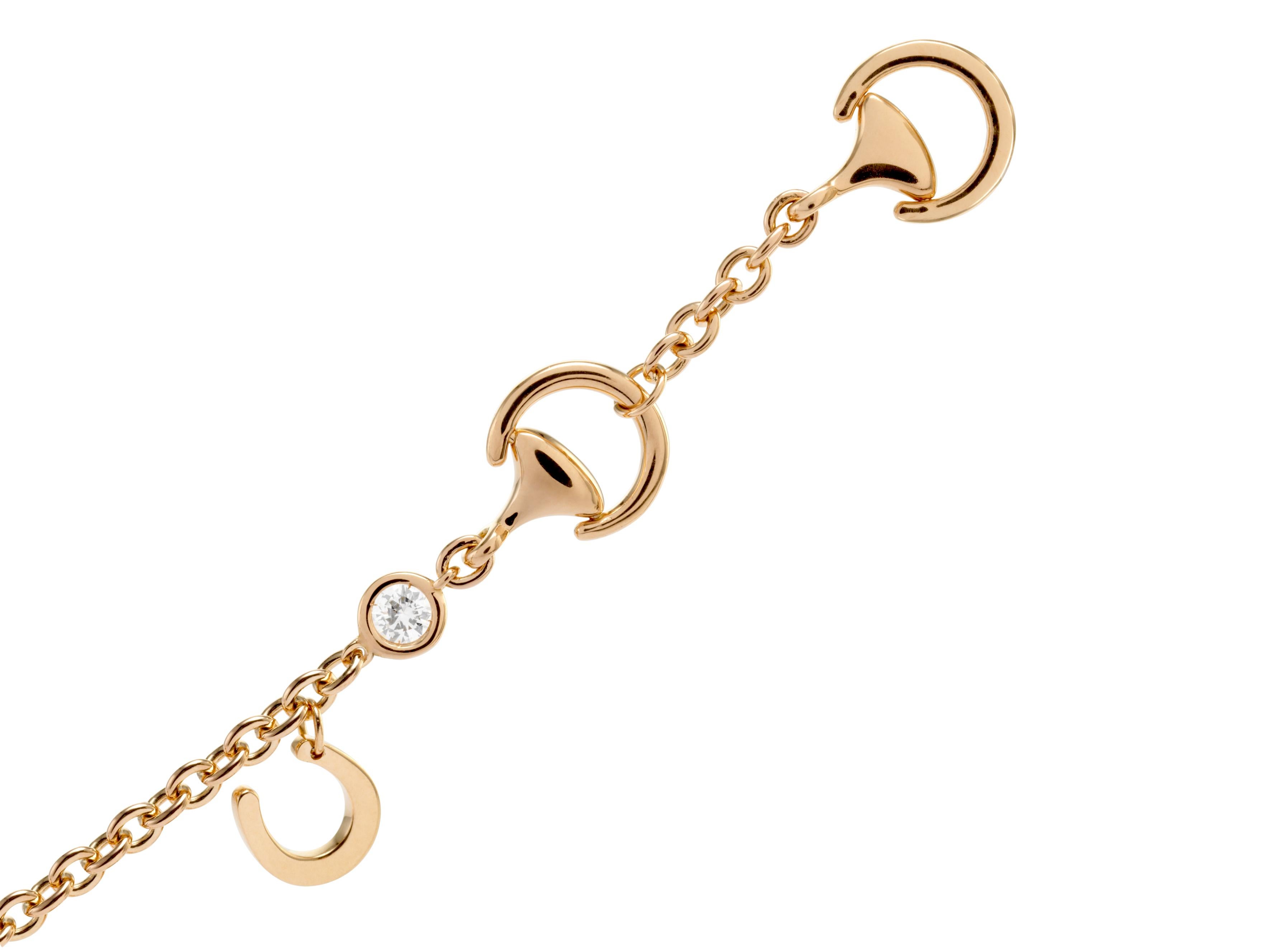 Ubaldi Gioielli 18 Karat Gold Bracelet Horseshoes Charm Pendants with 2 Diamonds In New Condition For Sale In Mestre Venezia, IT