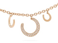 Ubaldi Gioielli 18 Karat Gold Bracelet Horseshoes Charm Pendants with Diamonds