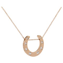 Ubaldi Gioielli 18kt Gold Equestrian Horseshoe Necklace Pendant Eight Diamonds