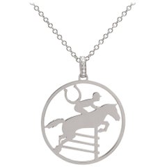 Ubaldi Gioielli 18kt WG Gold Equestrian Horse Showjumping Pendant Diamond