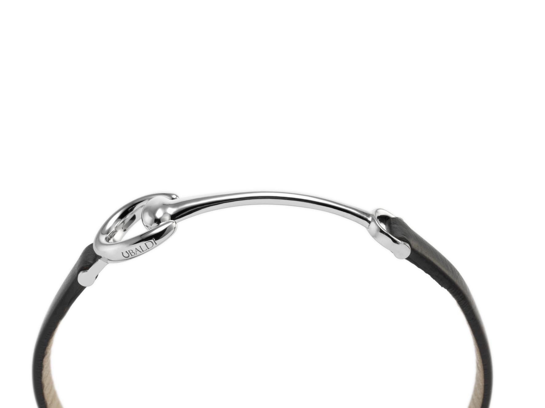 Arts and Crafts Ubaldi Gioielli Equestrian Horsebit 18 Karat White Gold Bracelet For Sale