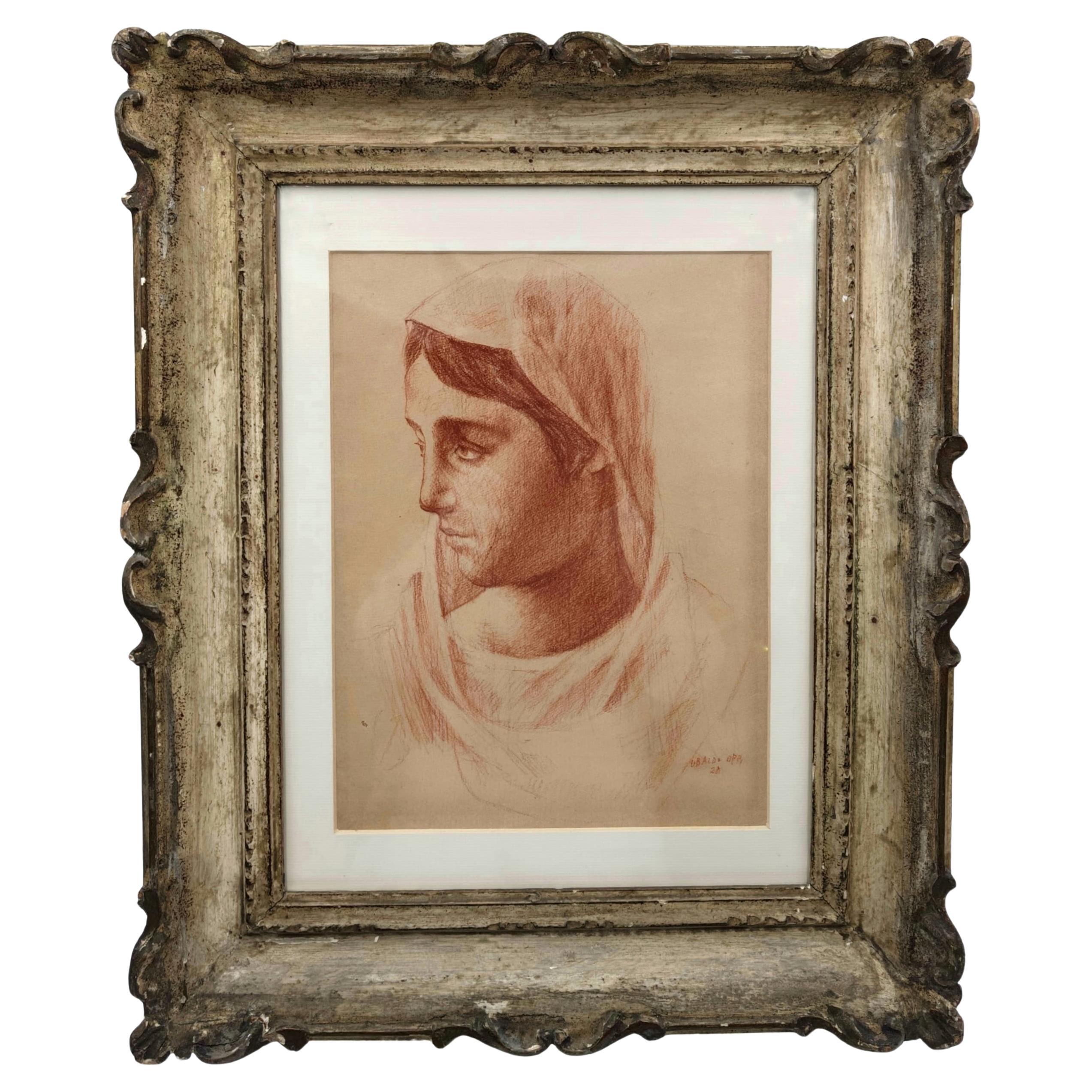 Ubaldo Oppi, ritratto "volto di donna", 1928