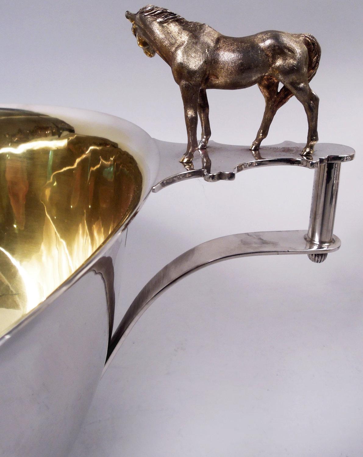Ubaldo Vitali Große Contemporary Classical Horse Trophy Schale (Vergoldet) im Angebot
