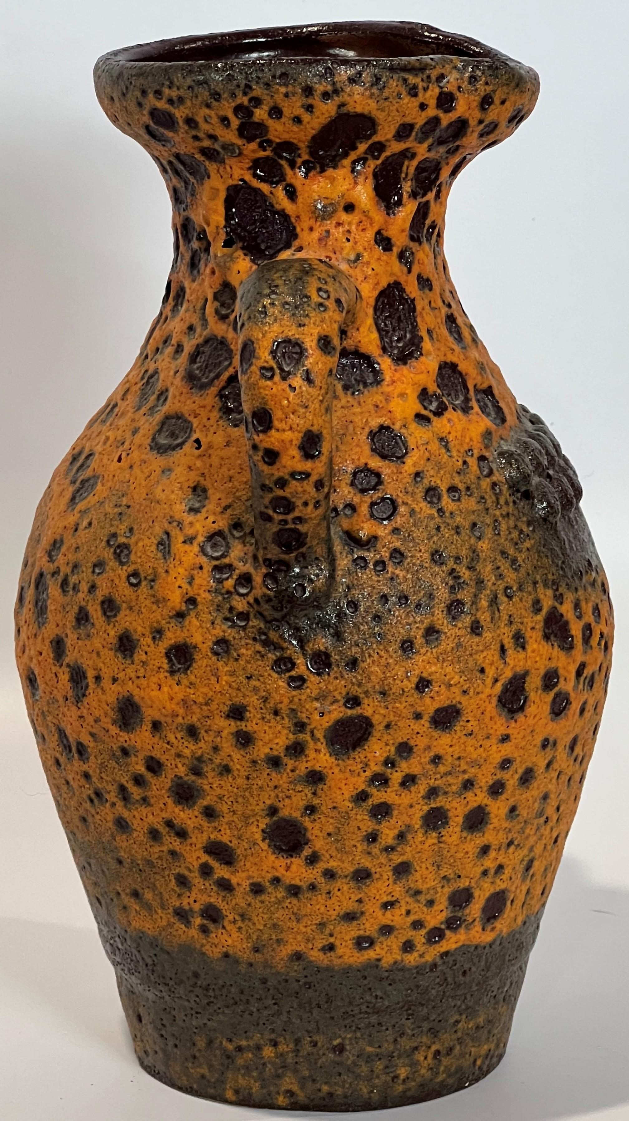 Brutalist Übelacker Ü-Keramik Robot vase rare form 1838/25 Orange Brown 