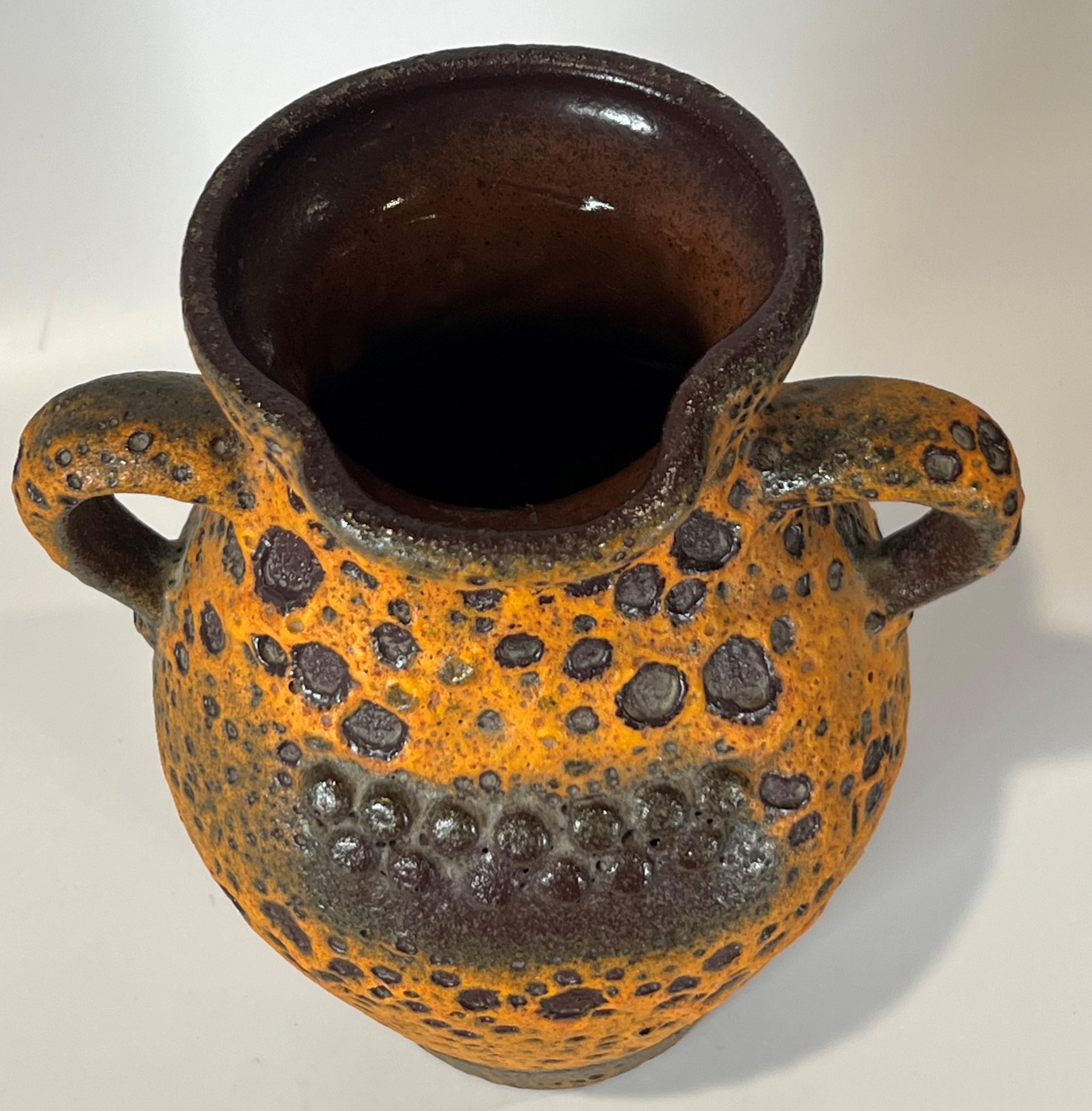 German Übelacker Ü-Keramik Robot vase rare form 1838/25 Orange Brown 