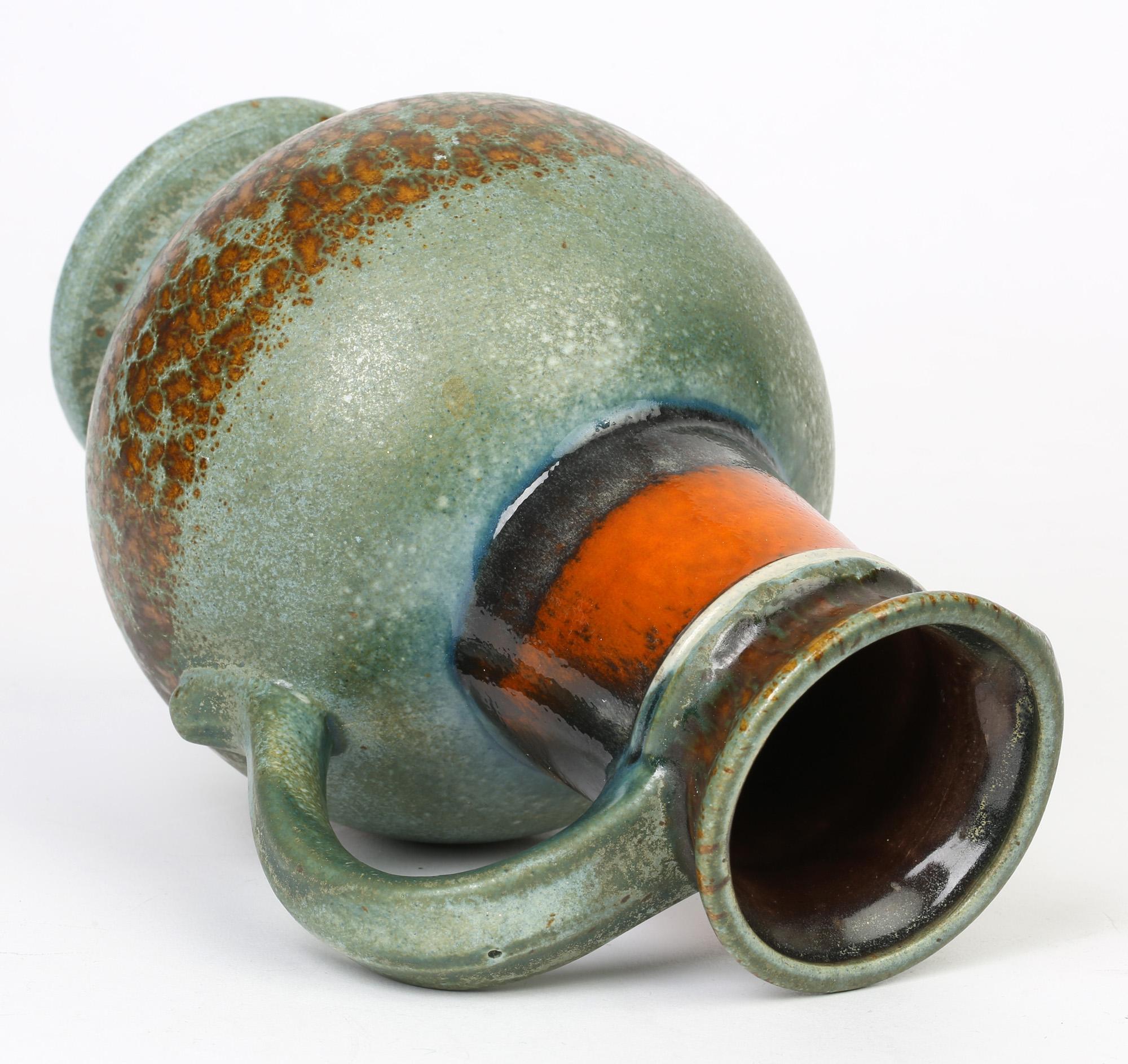 Ubelacker West German Midcentury Art Pottery Handled Vase 7
