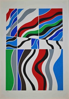 Abstract Composition - Original Screen Print by Uberto Maria Casotti - 1971