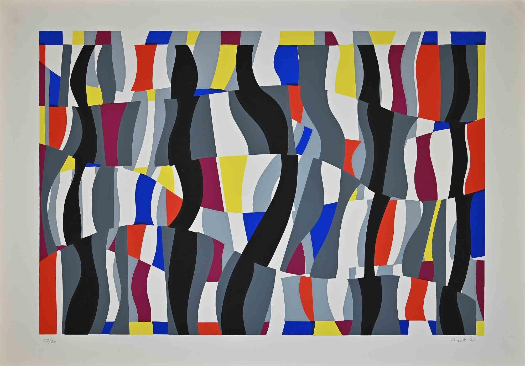 Colored Composition - Screen Print by Uberto Maria Casotti - 1971