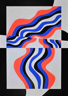 Colored Waves - Original Screen Print by Uberto Maria Casotti - 1971