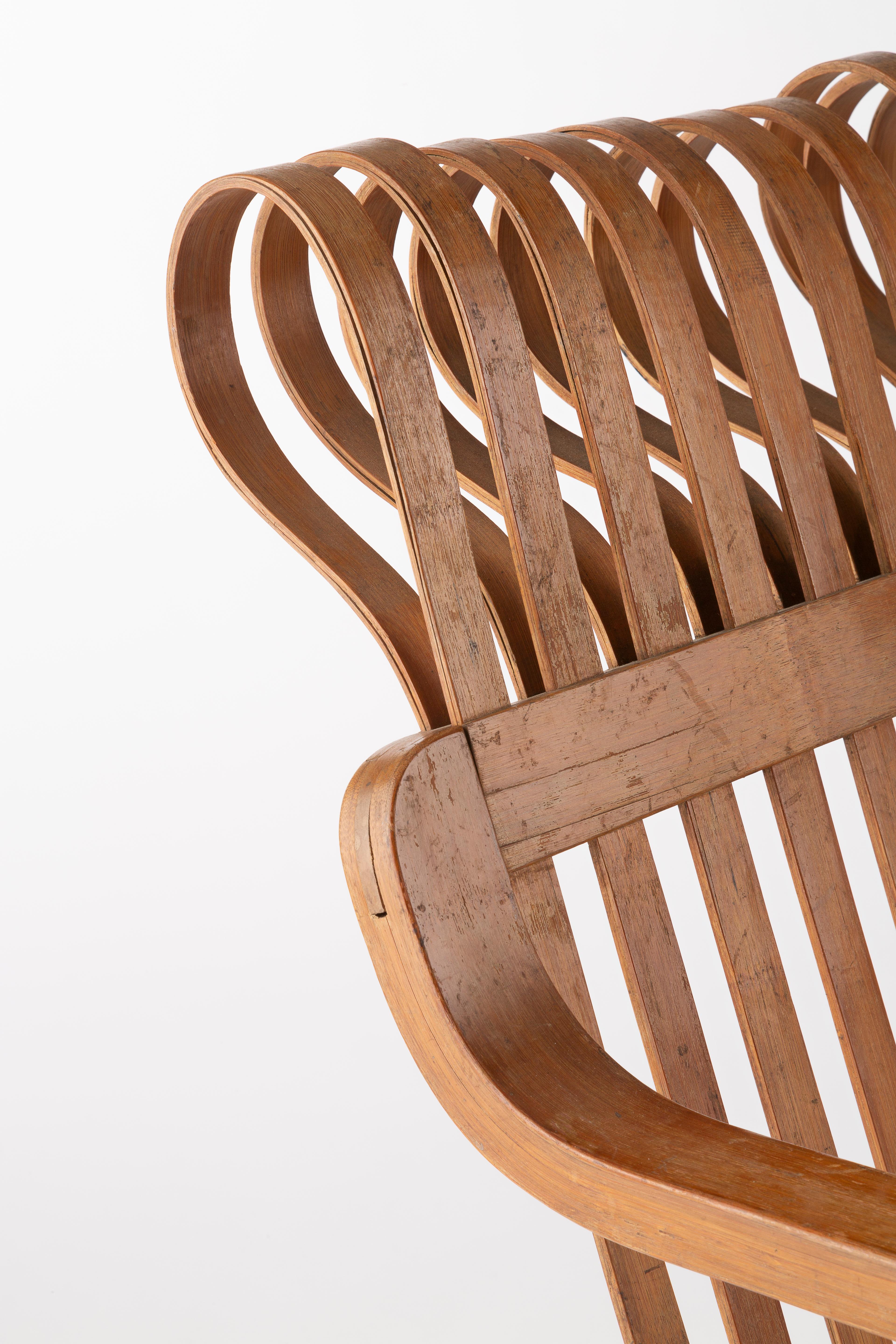 Woodwork Ubunji Kidokoro Cantilever Bamboo Armchair, circa 1937