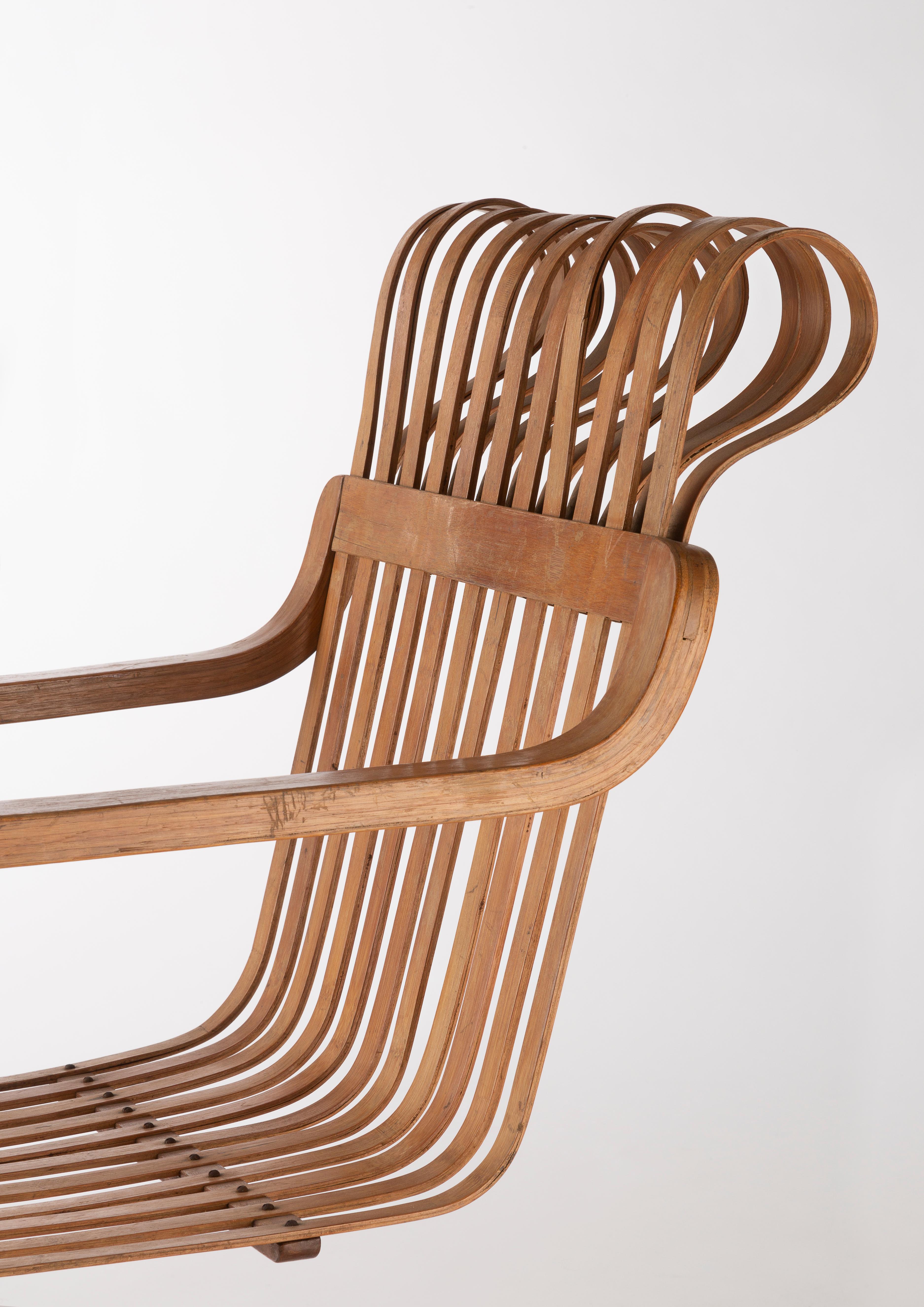 Mid-20th Century Ubunji Kidokoro Cantilever Bamboo Armchair, circa 1937