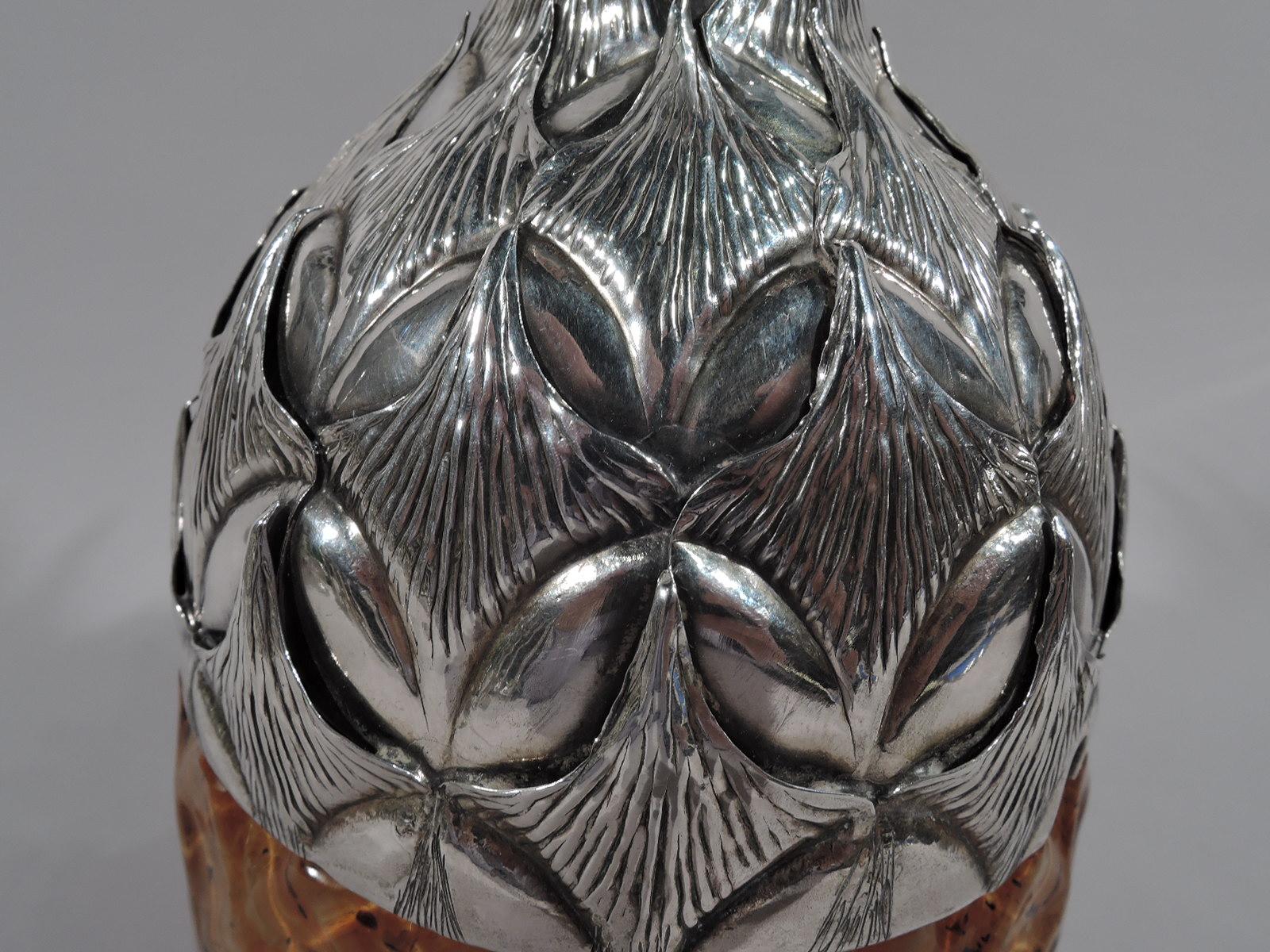 Uccellati Sterling Silver and Murano Glass Pineapple Jam Jar In Excellent Condition In New York, NY