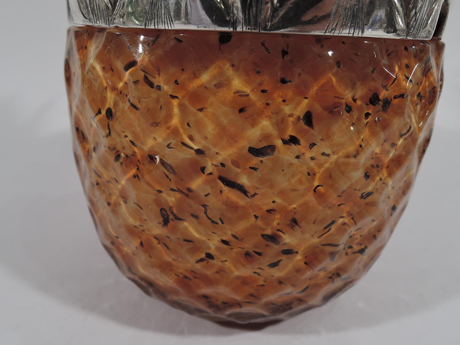 Uccellati Sterling Silver and Murano Glass Pineapple Jam Jar 1