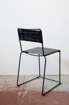 Uccio Chair Black Power Coat, Black Leather