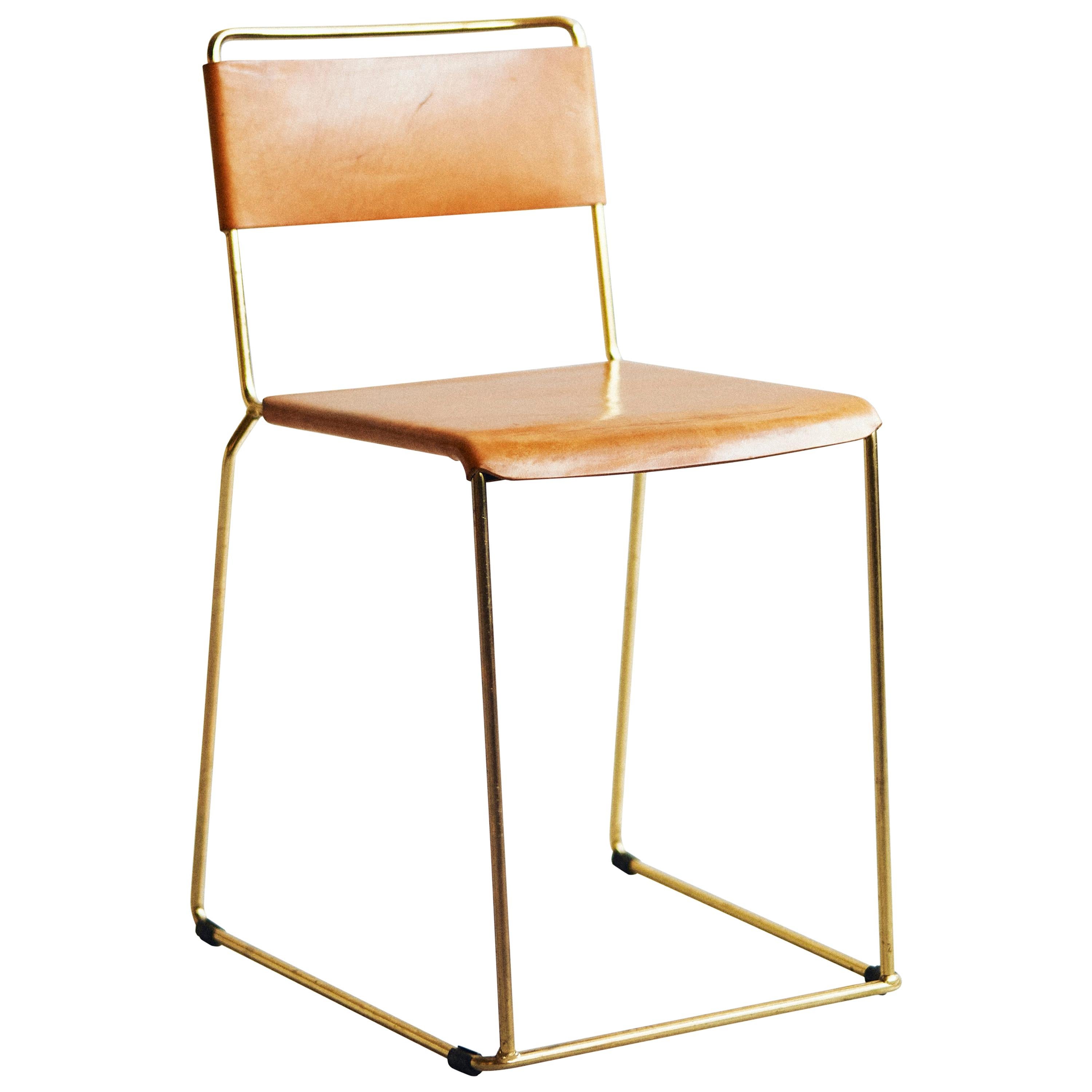 UCCIO-Stuhl aus Messing und Leder im Angebot