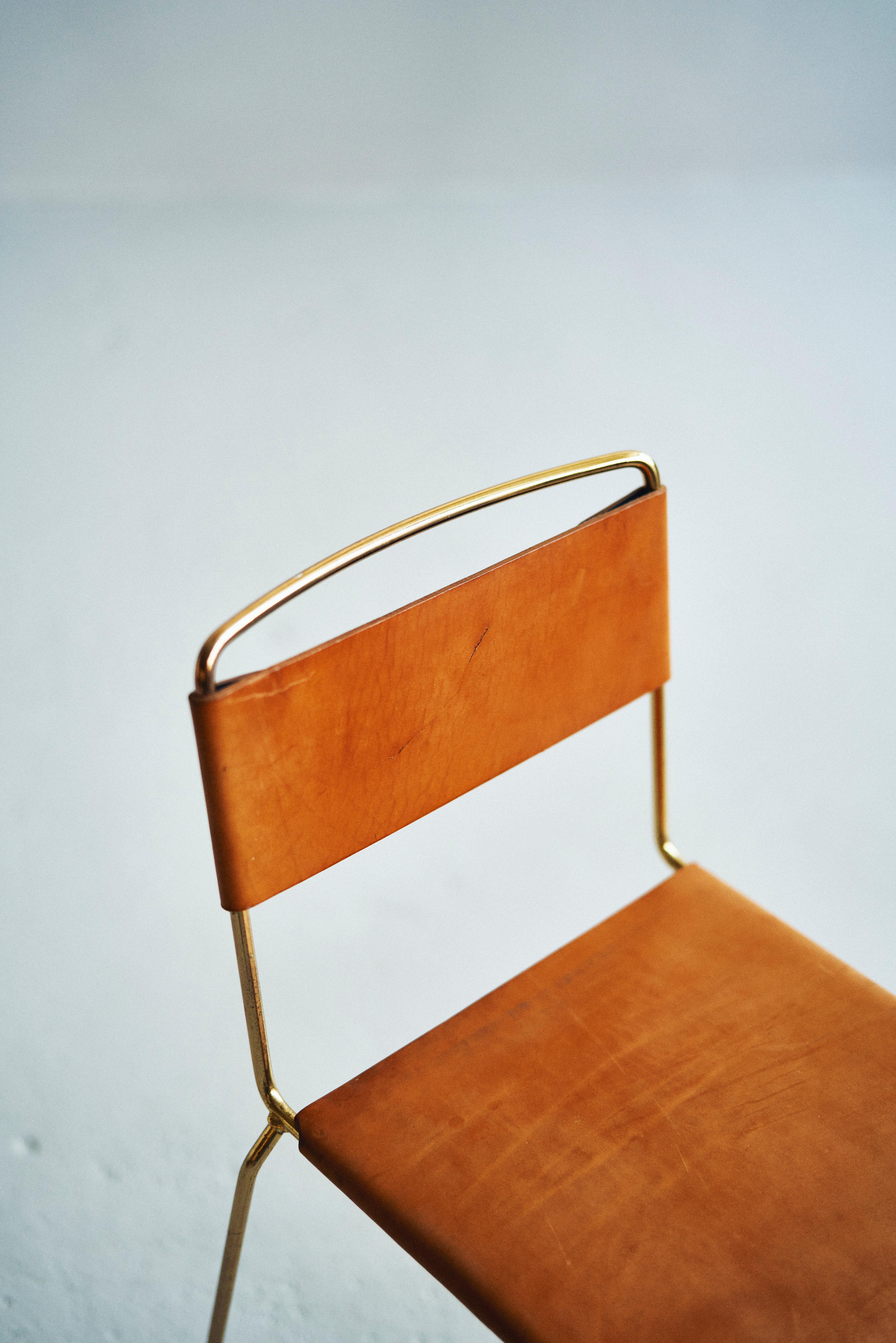 Australian UCCIO Chair Brass and Leather For Sale