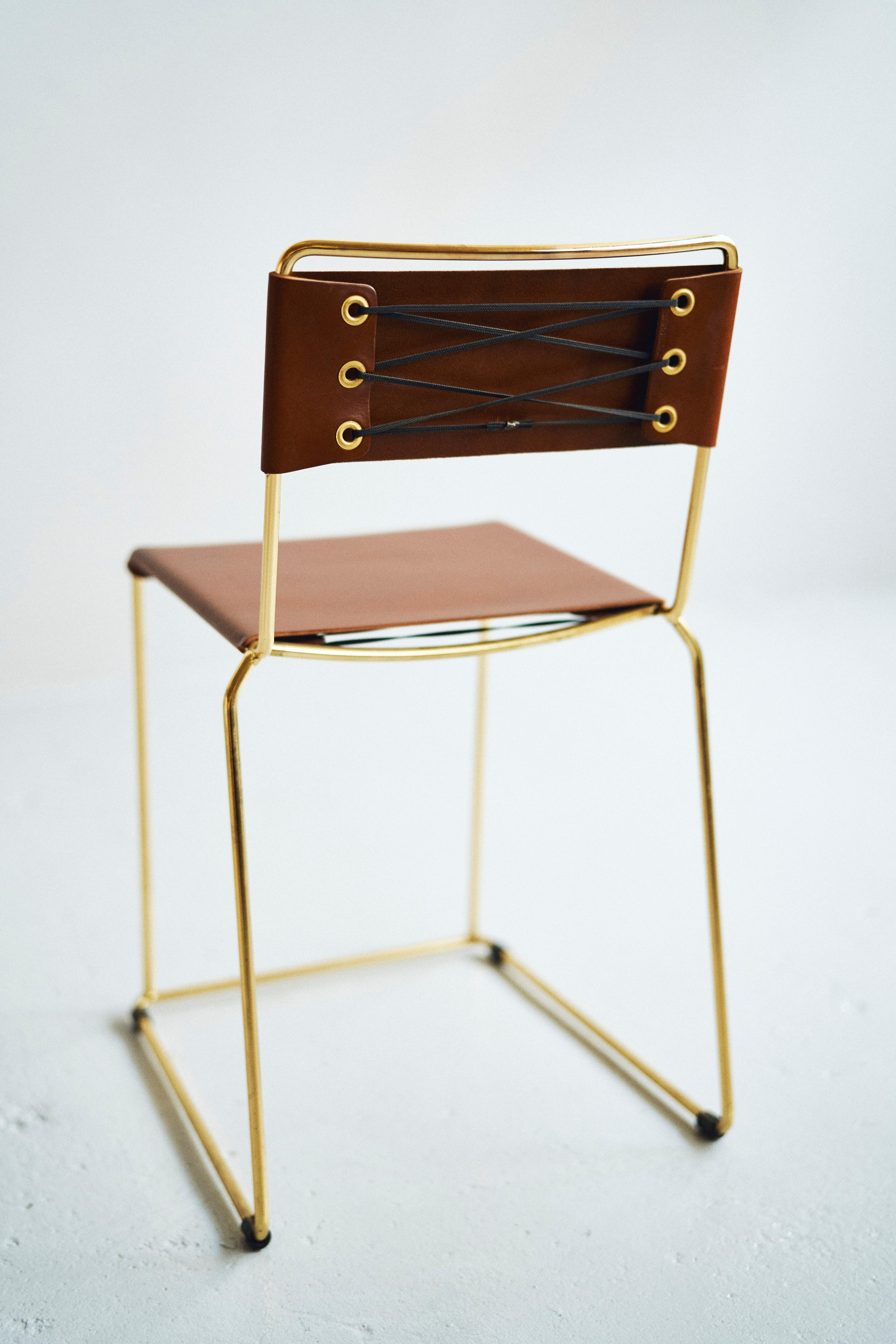 UCCIO Chair Brass and Leather In New Condition For Sale In Melbourne, Victoria