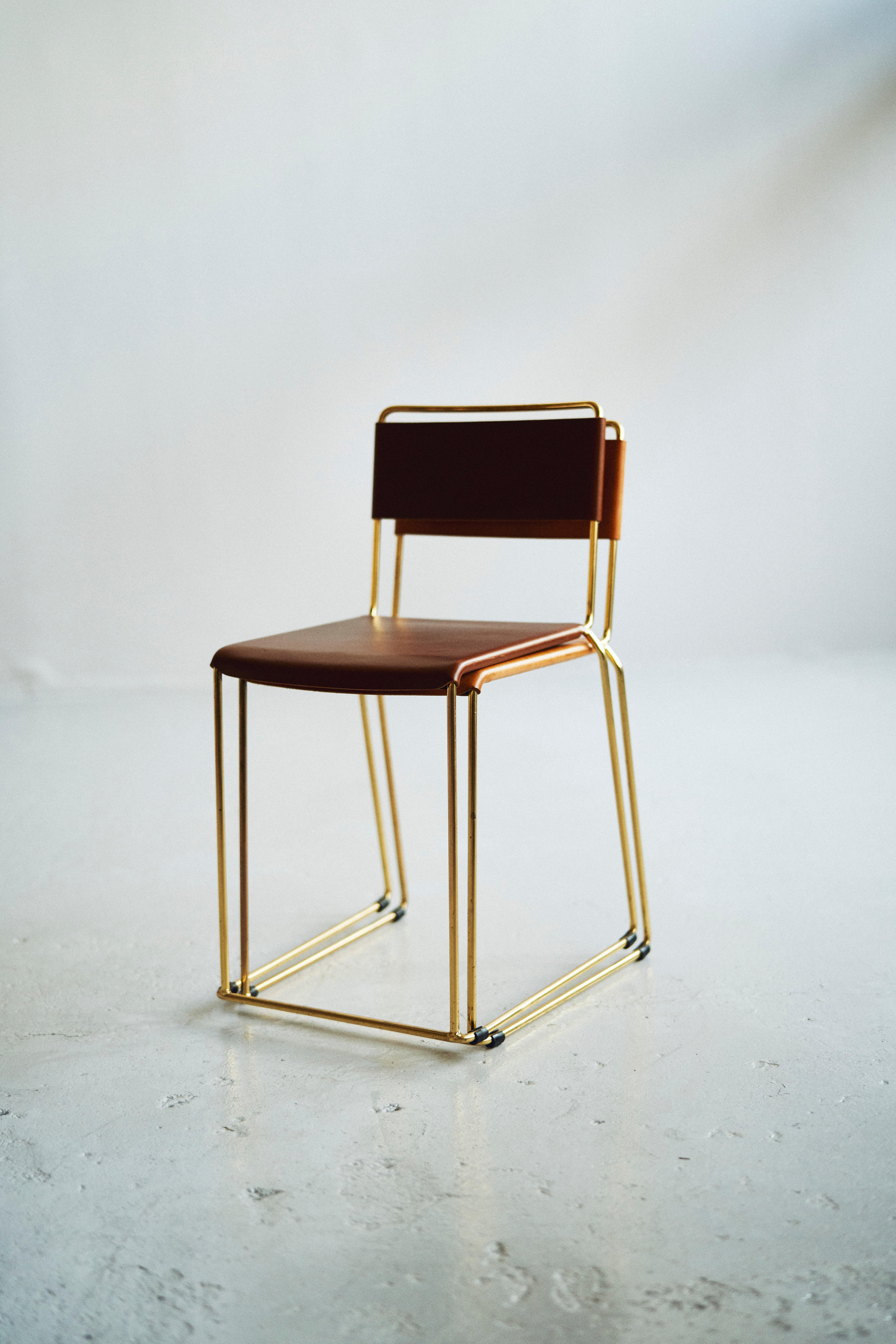 Contemporary UCCIO Chair Brass and Leather For Sale