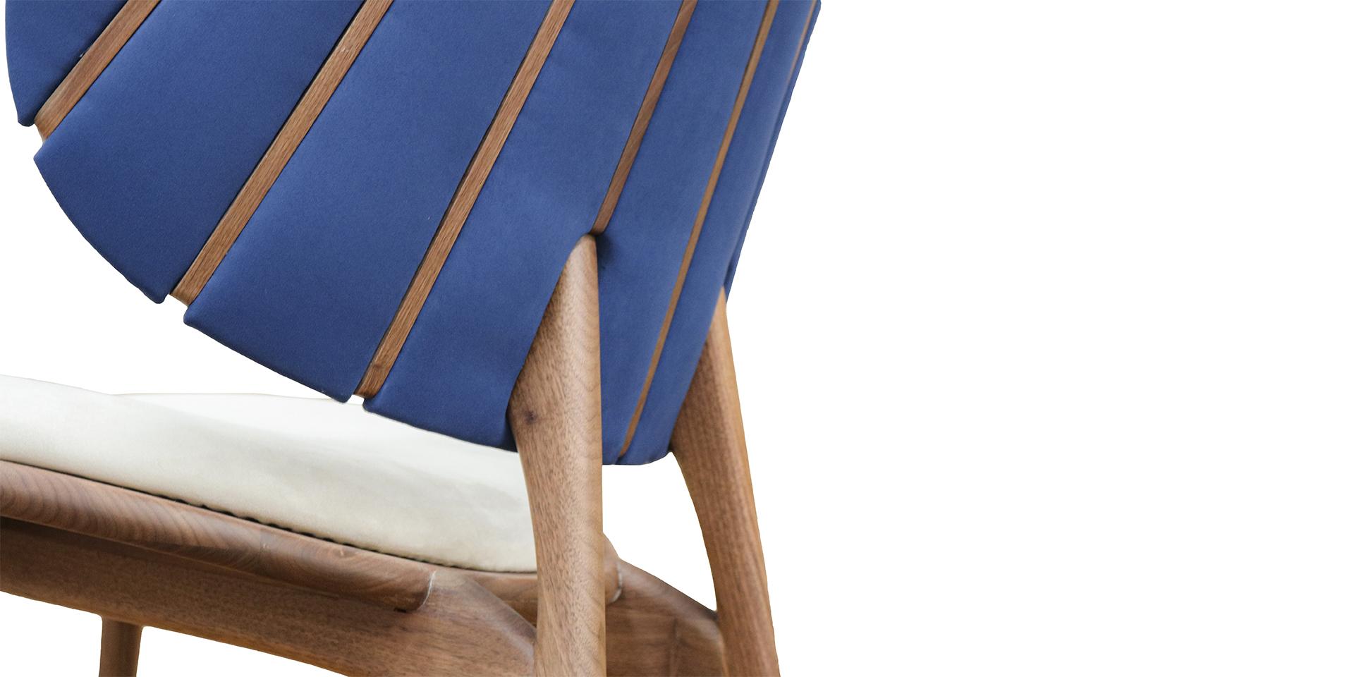 Woodwork Uchiwa Armchair by Alma de Luce For Sale