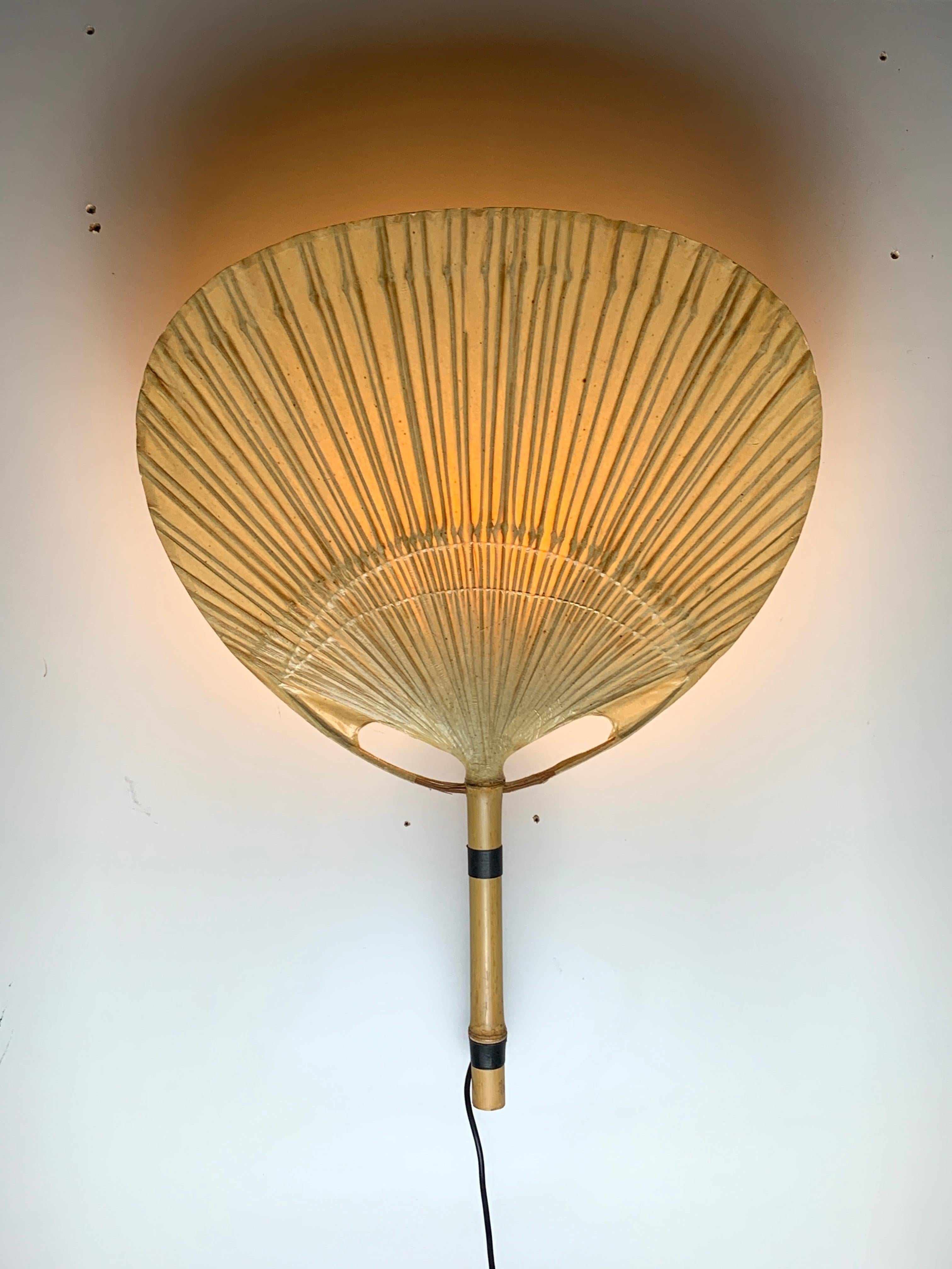 Mid-Century moderno Lampada da parete a ventaglio Uchiwa di Ingo Maurer per Design M, anni '70