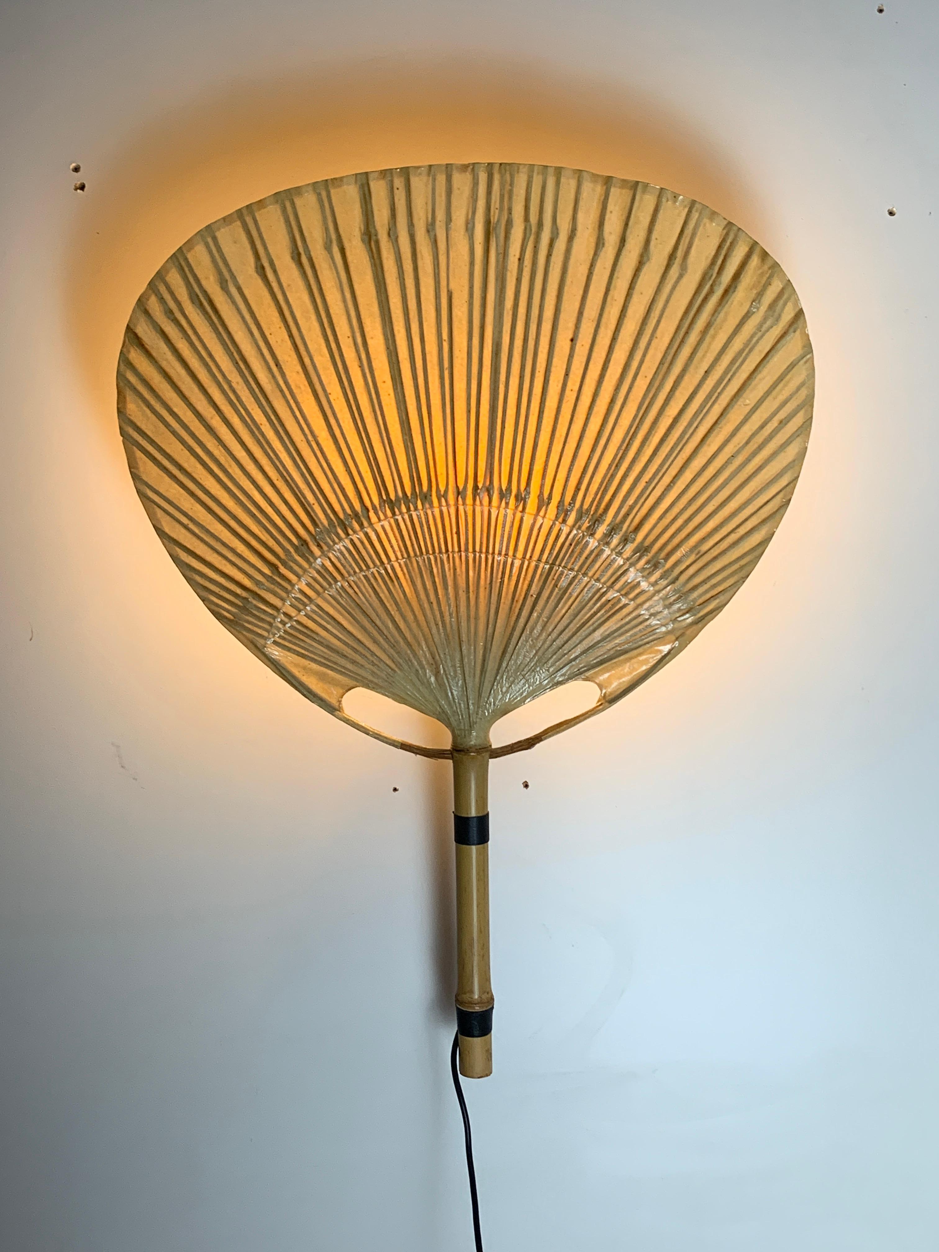 Bambù Lampada da parete a ventaglio Uchiwa di Ingo Maurer per Design M, anni '70