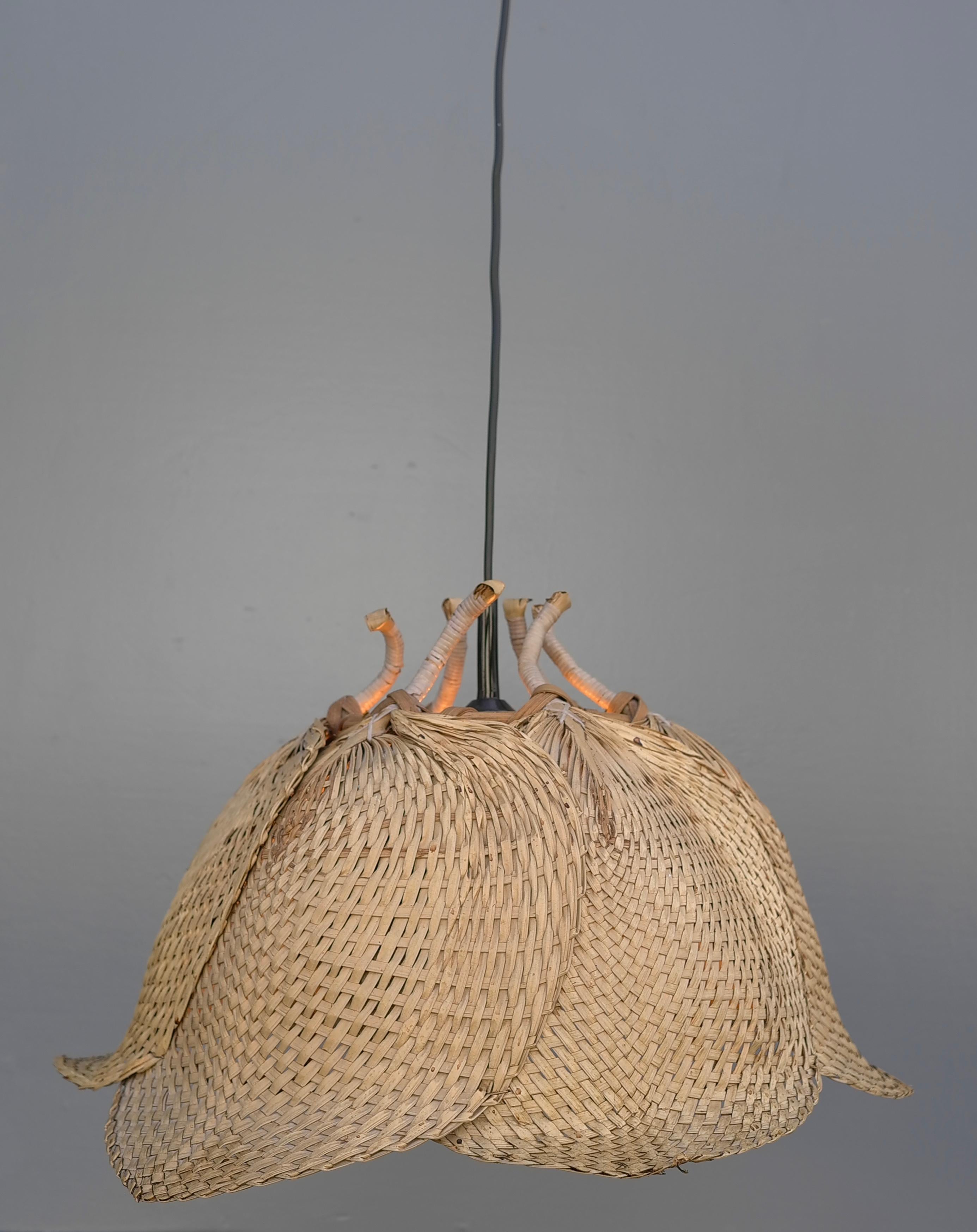 German Uchiwa Mid-Century Pendant Chandelier in Style of Ingo Maurer, 1960's