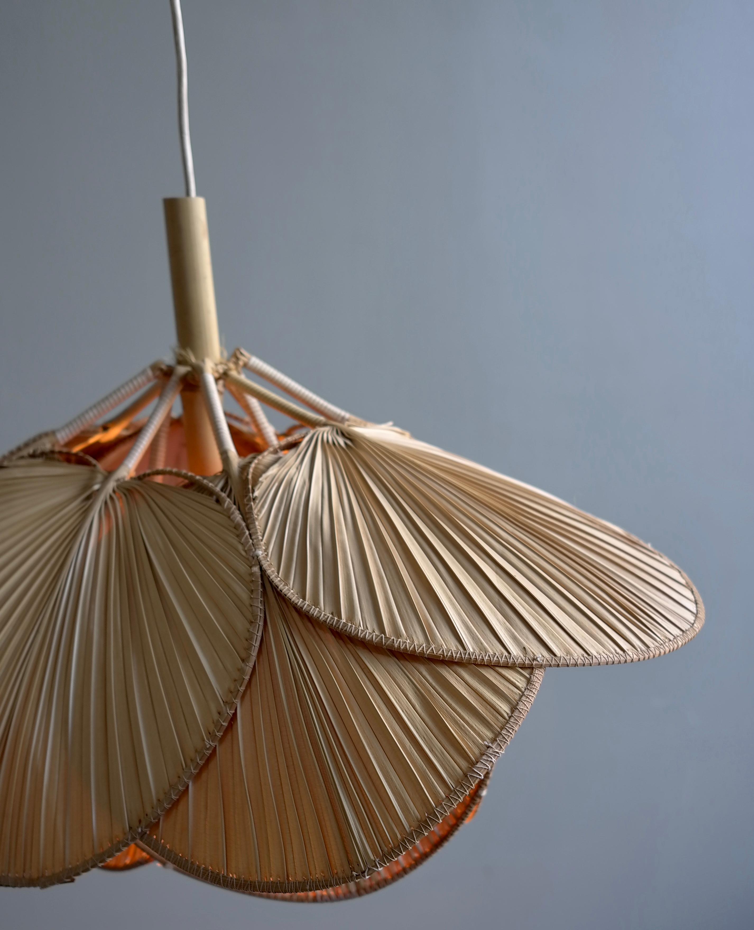 Uchiwa Mid-Century Pendant Lamp attributed to Ingo Maurer, 1970 5