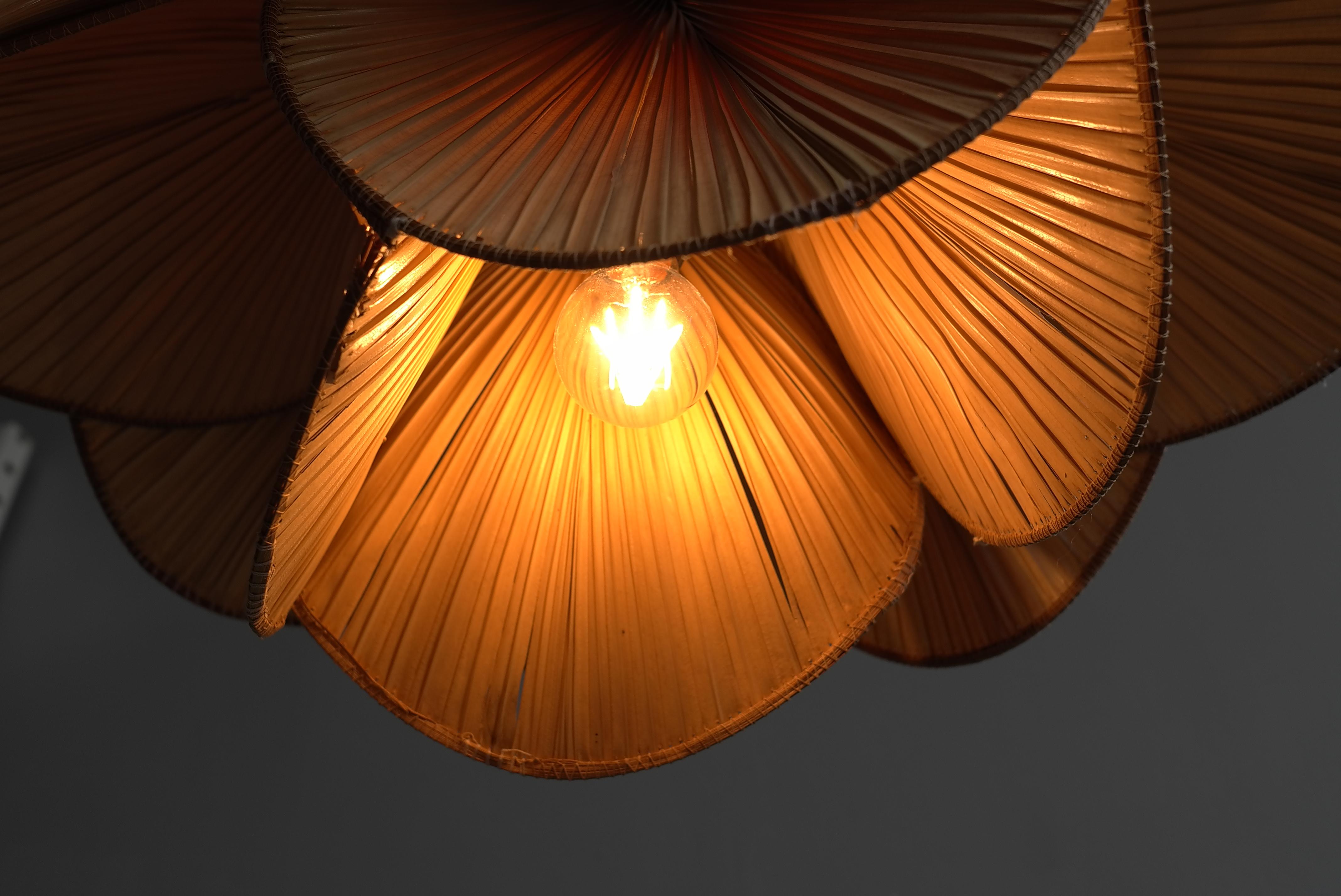 Uchiwa Mid-Century Pendant Lamp attributed to Ingo Maurer, 1970 10
