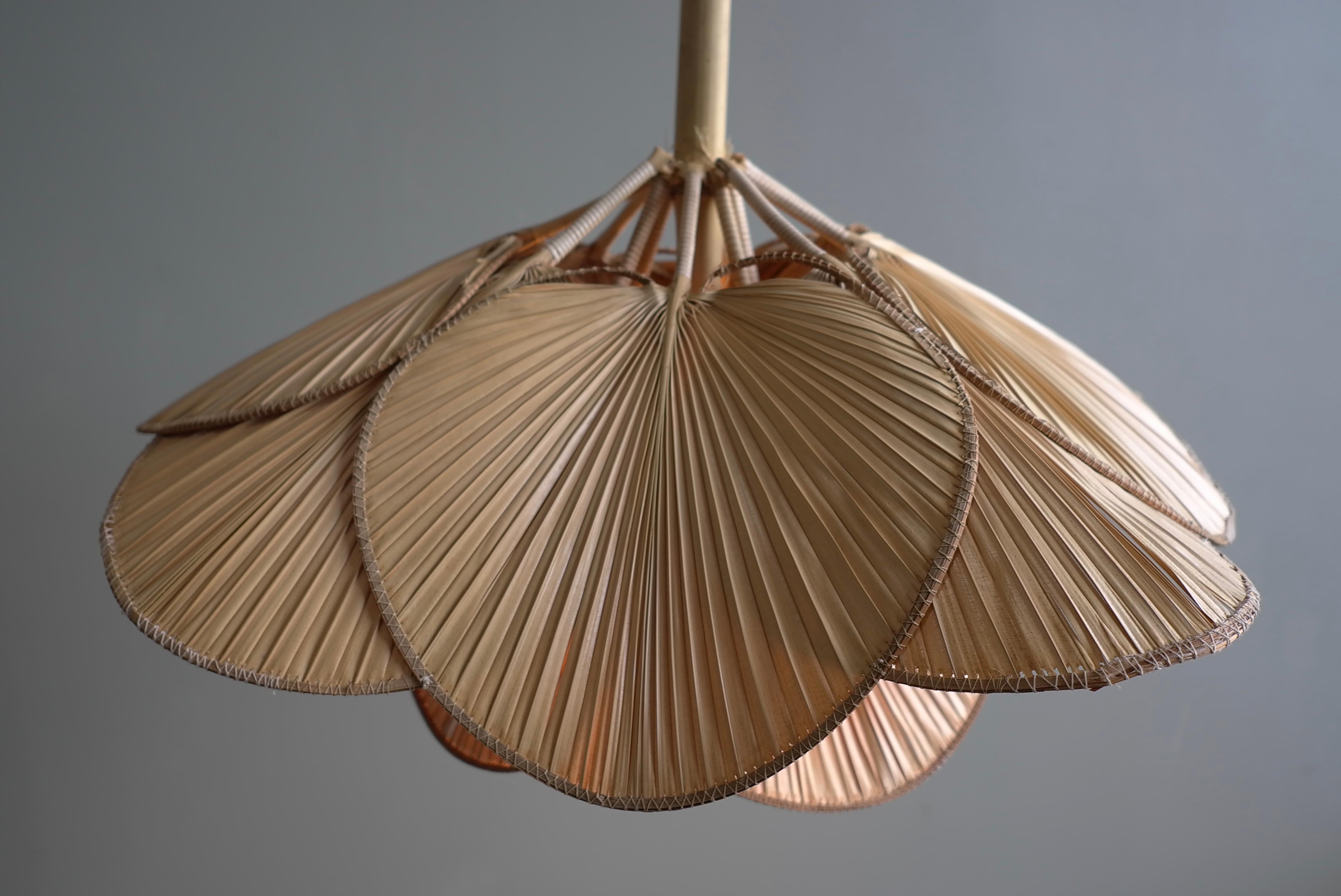 Uchiwa Mid-Century Pendant Lamp attributed to Ingo Maurer, 1970 12