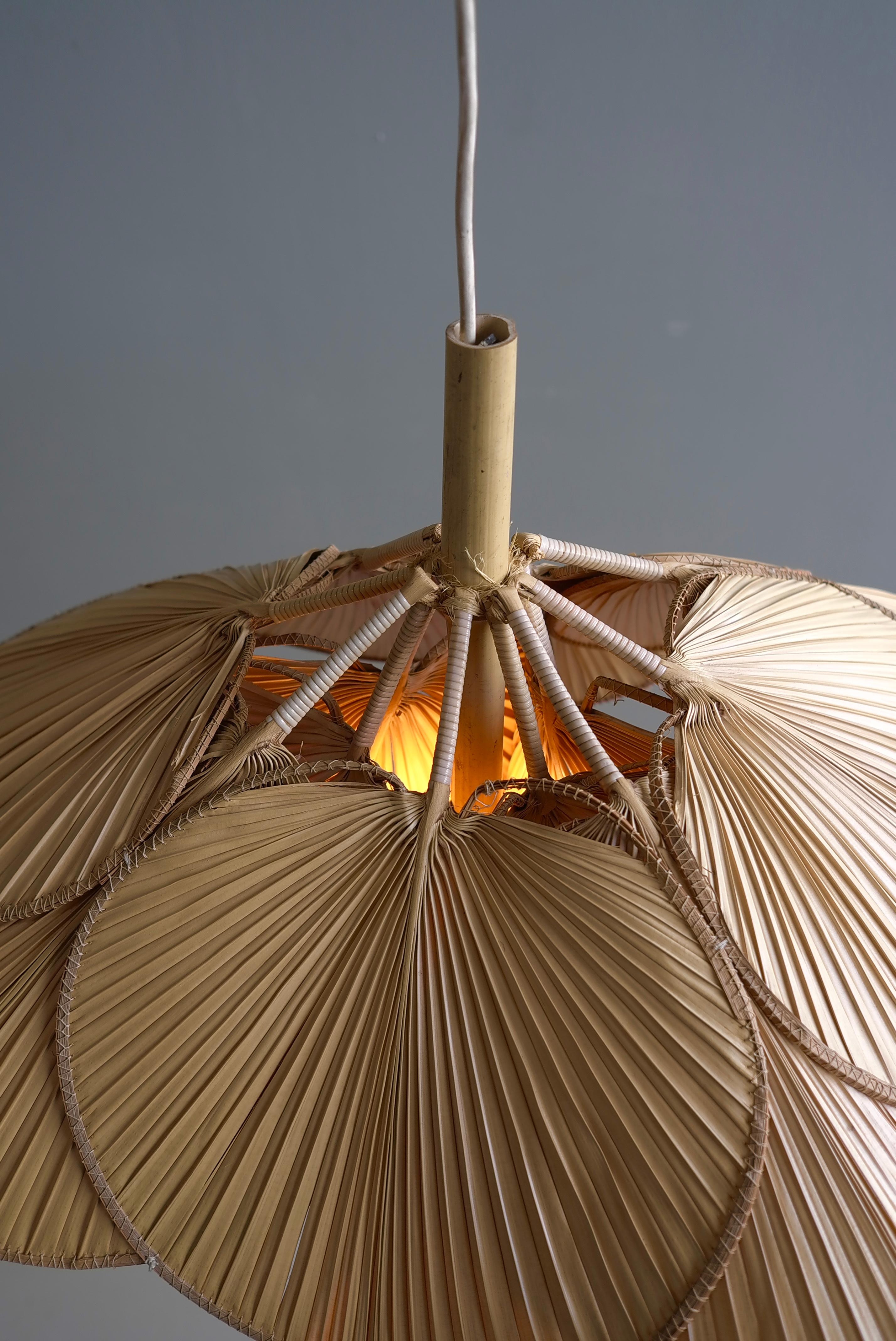 Late 20th Century Uchiwa Mid-Century Pendant Lamp attributed to Ingo Maurer, 1970
