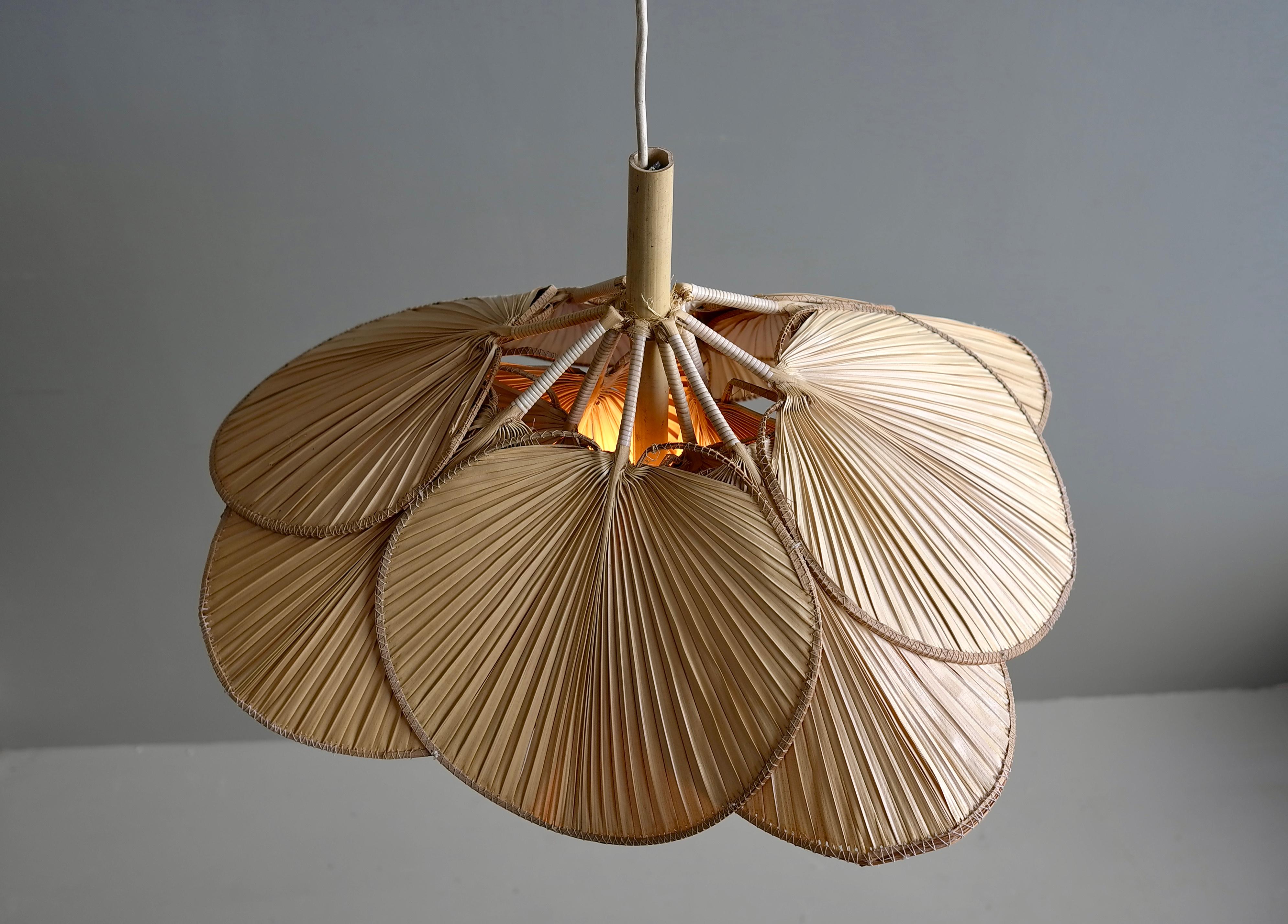 Uchiwa Mid-Century Pendant Lamp attributed to Ingo Maurer, 1970 1