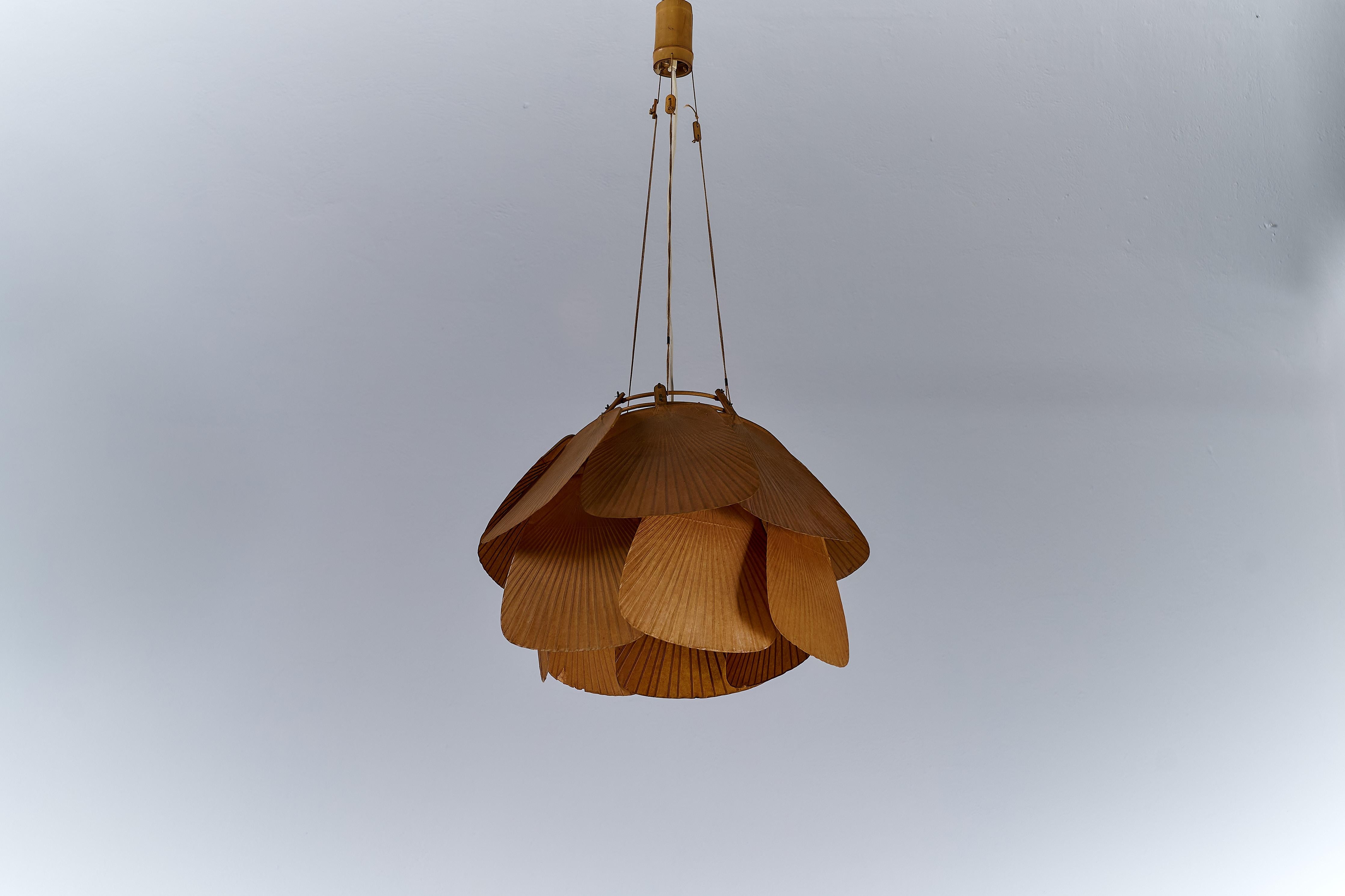 Mid-Century Modern Uchiwa Series Chandelier by Ingo Maurer for Design M, Germany, 1970's For Sale