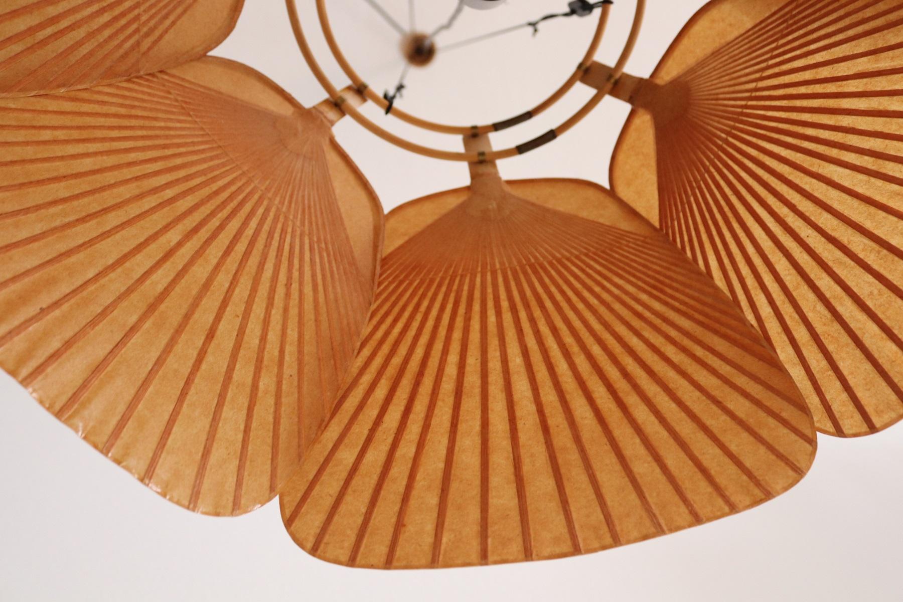 Uchiwa Shichi Bamboo and Paper Pendant Lamp by Ingo Maurer, 1973 4