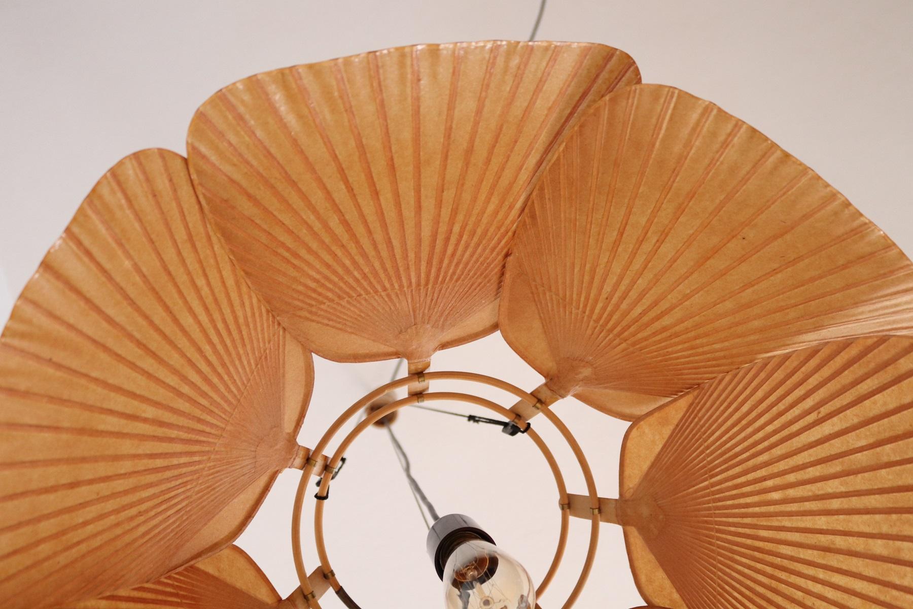 Uchiwa Shichi Bamboo and Paper Pendant Lamp by Ingo Maurer, 1973 5