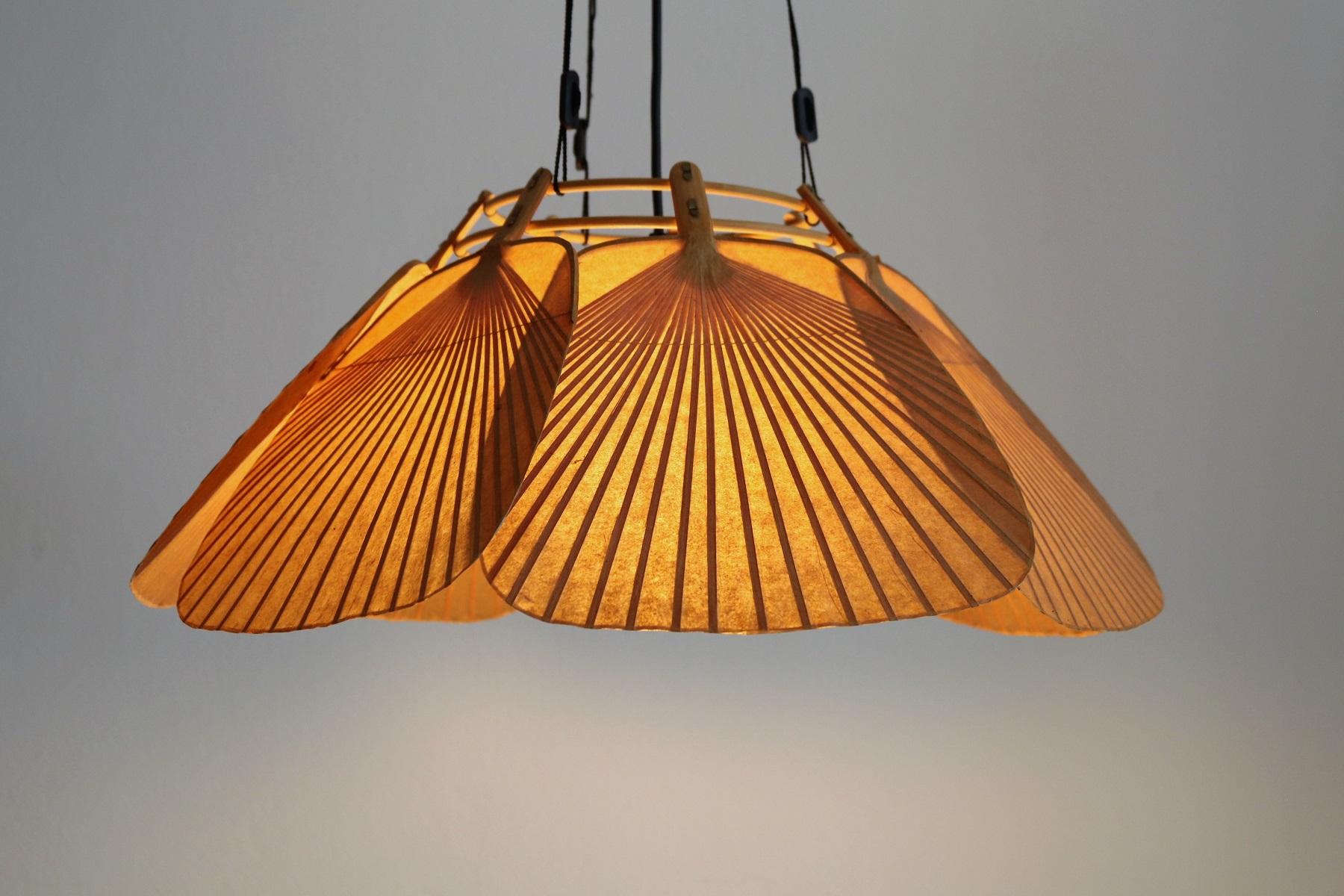 Uchiwa Shichi Bamboo and Paper Pendant Lamp by Ingo Maurer, 1973 10