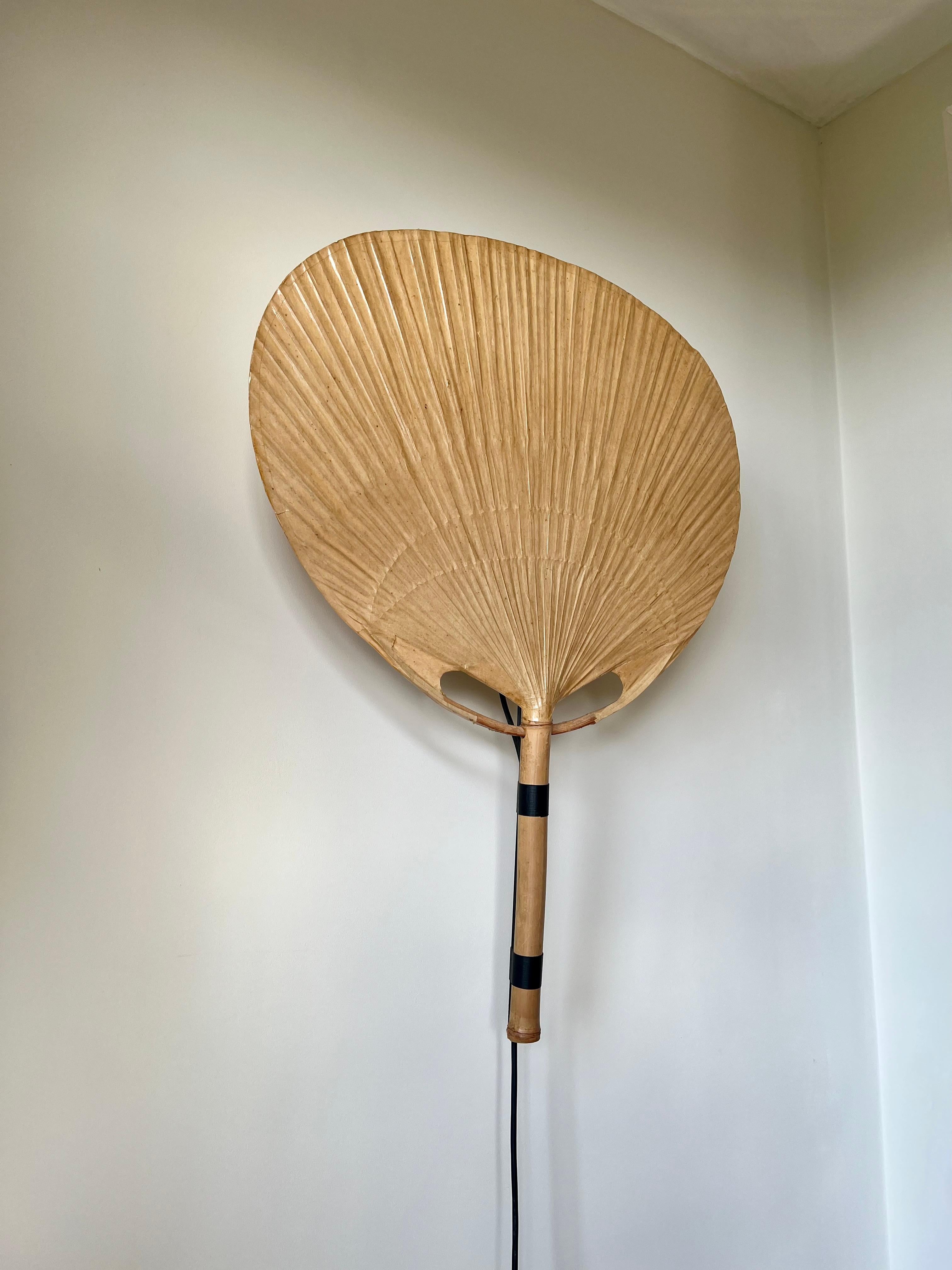 Bamboo Uchiwa wall light by Ingo Maurer for M-Design, Germany 1970s For Sale