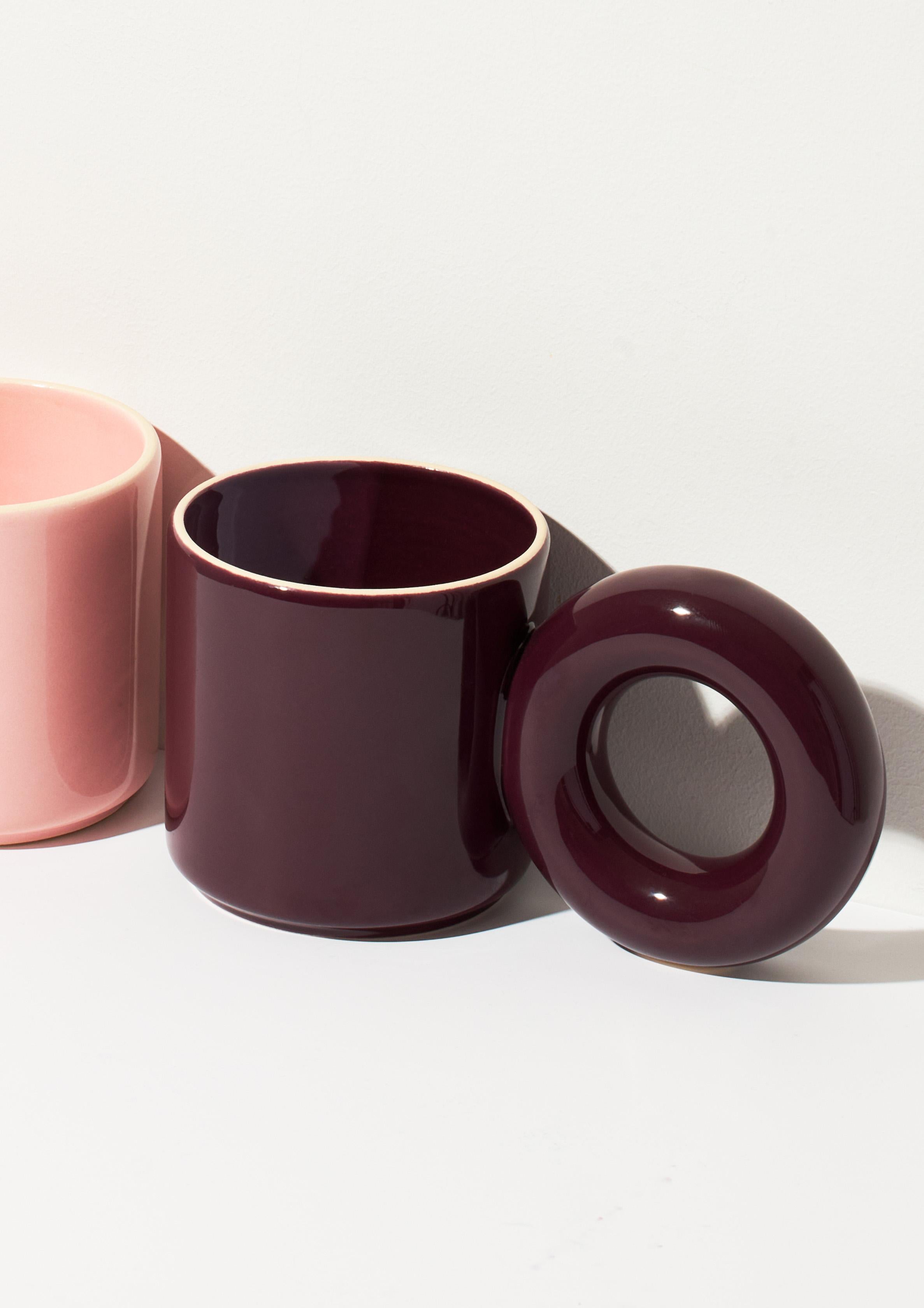 Glazed UCHO Mug / Candy / Plum / set of 2 by Malwina Konopacka For Sale