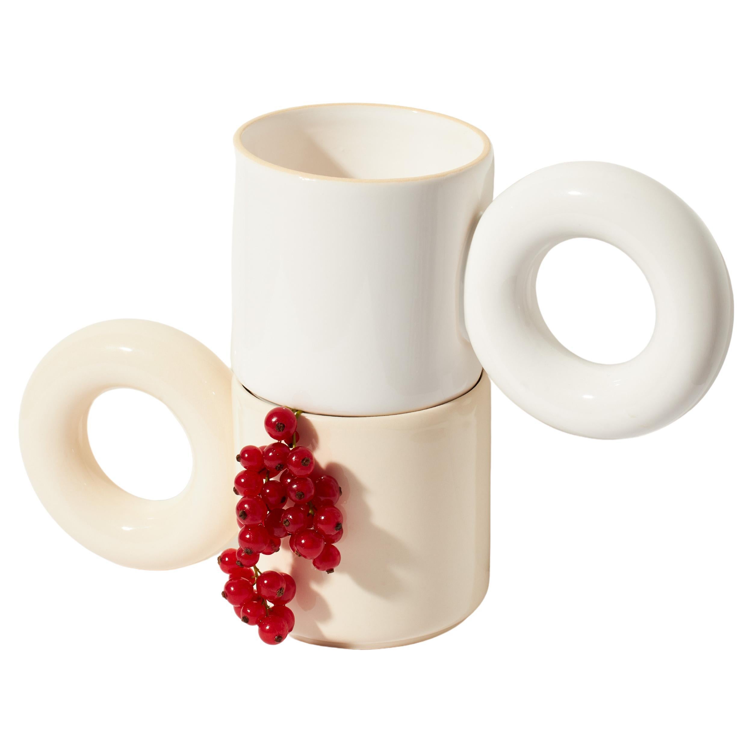 UCHO Becher / Ecru / Weiß / Set von 2 von Malwina Konopacka