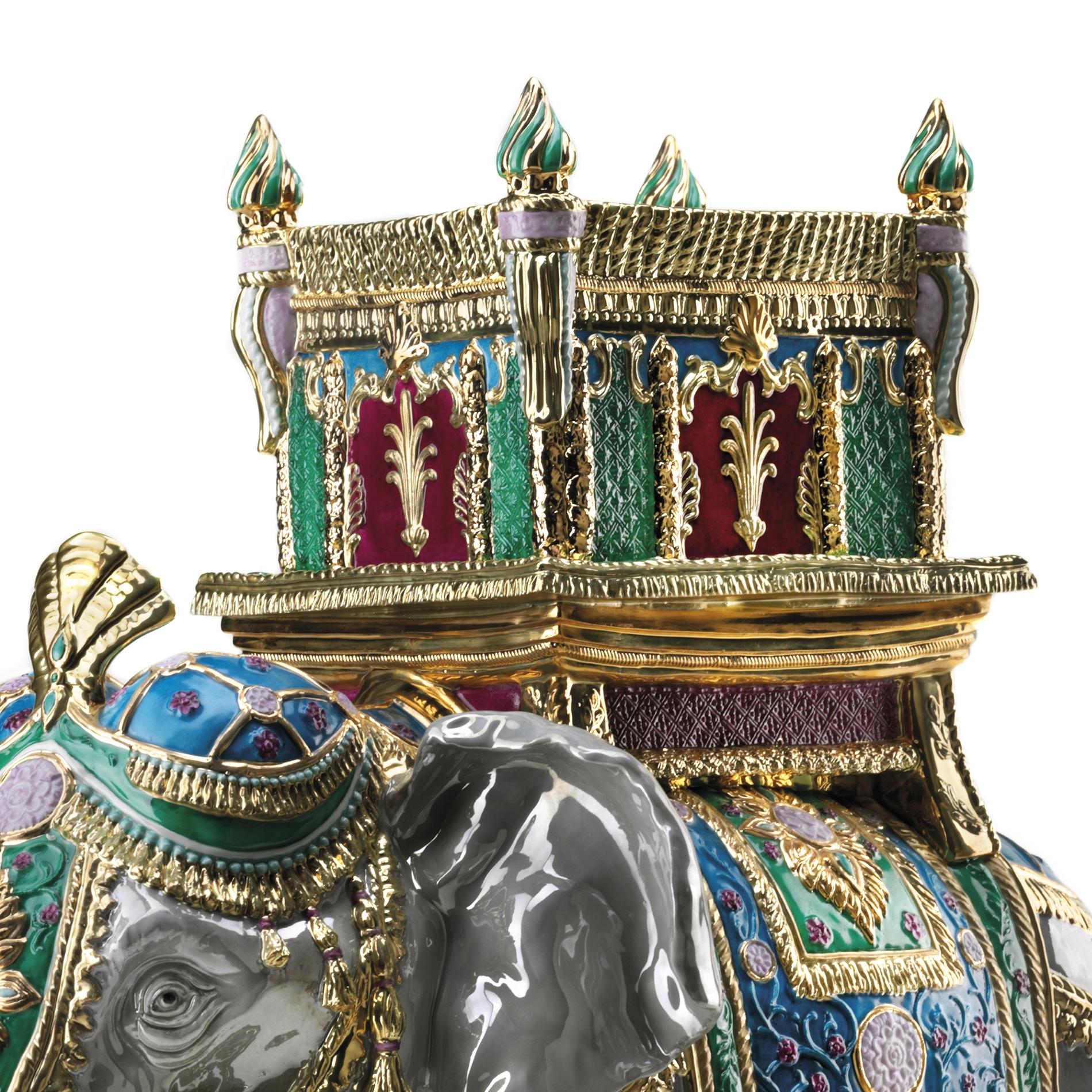 Italian Udaipur Green Elephant Sculpture For Sale