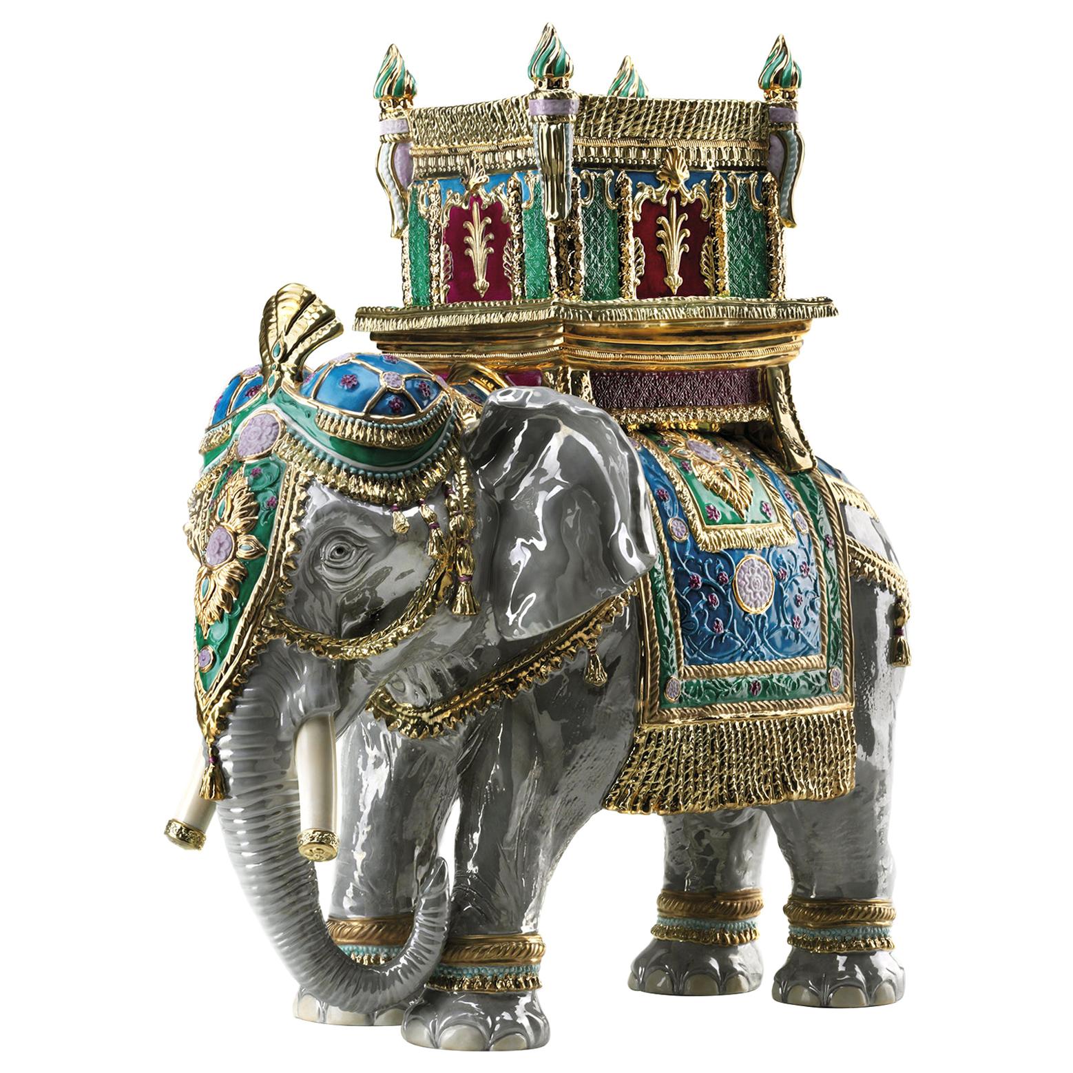 Grüne Elefanten-Skulptur aus Udaipur