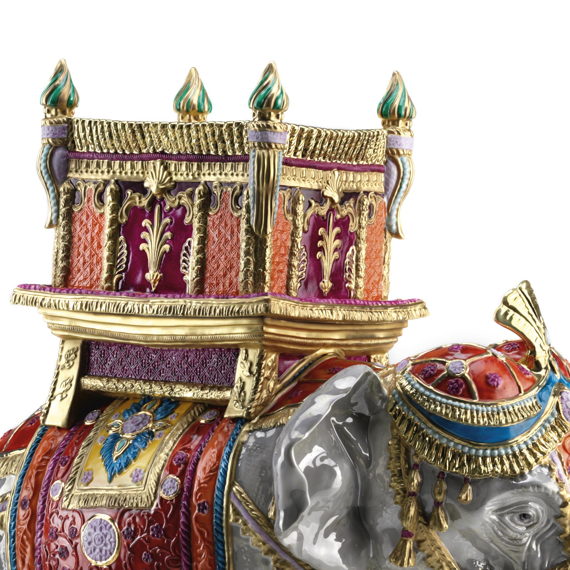 Italian Udaipur Red Elephant Sculpture For Sale
