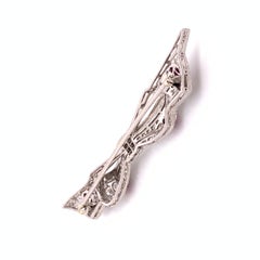 Udall & Ballou Diamond, Ruby and Black Onyx Bow Brooch