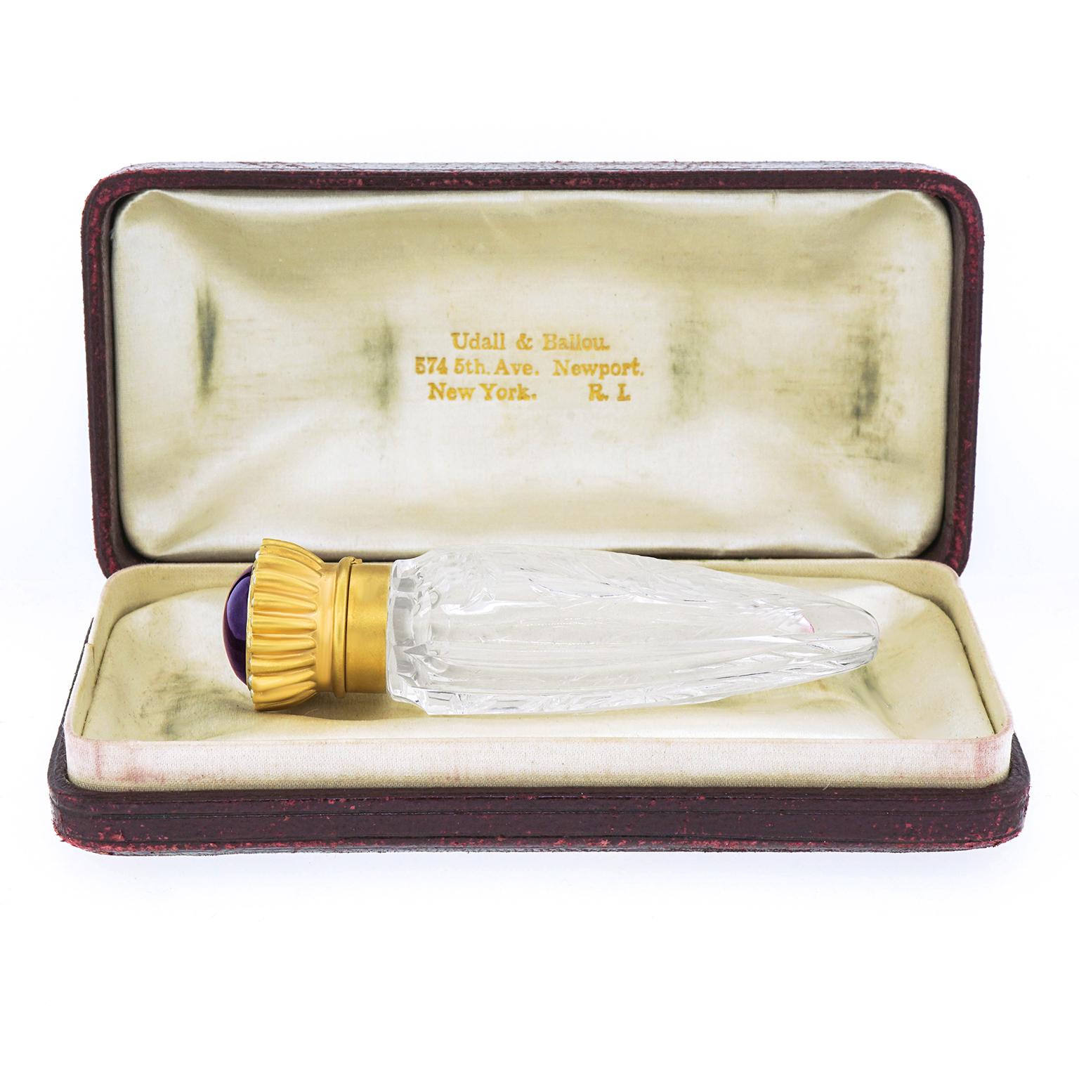 Early 20th Century Udall & Ballou Gold and Crystal Perfume
