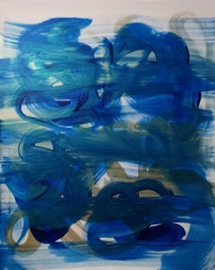 Israeli Contemporary Art by Udi Cassirer - Gold & Blue I